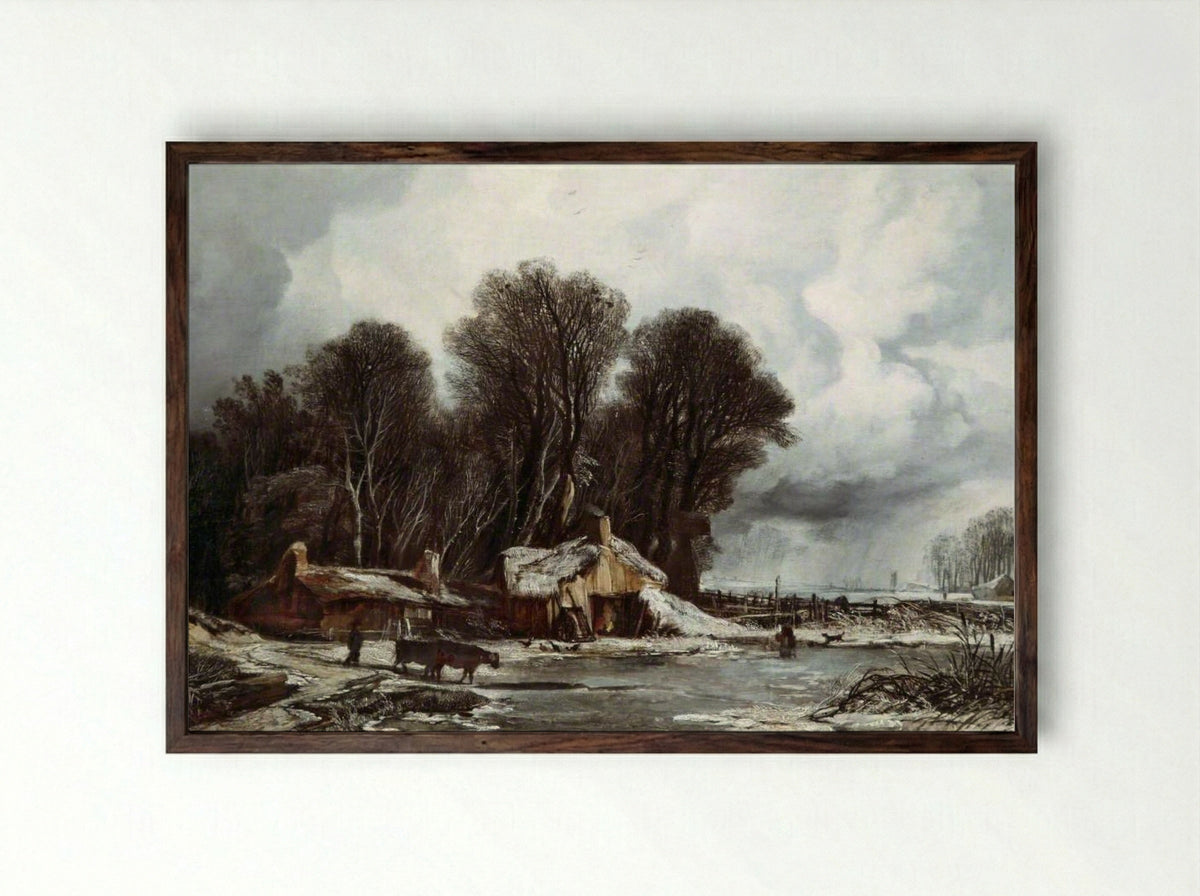 Winter Landscape - William James - Framed Print Dark Wood