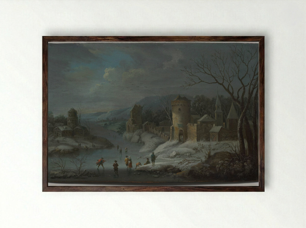 Winter Landscape - Jan Griffier - Framed Print Dark Wood