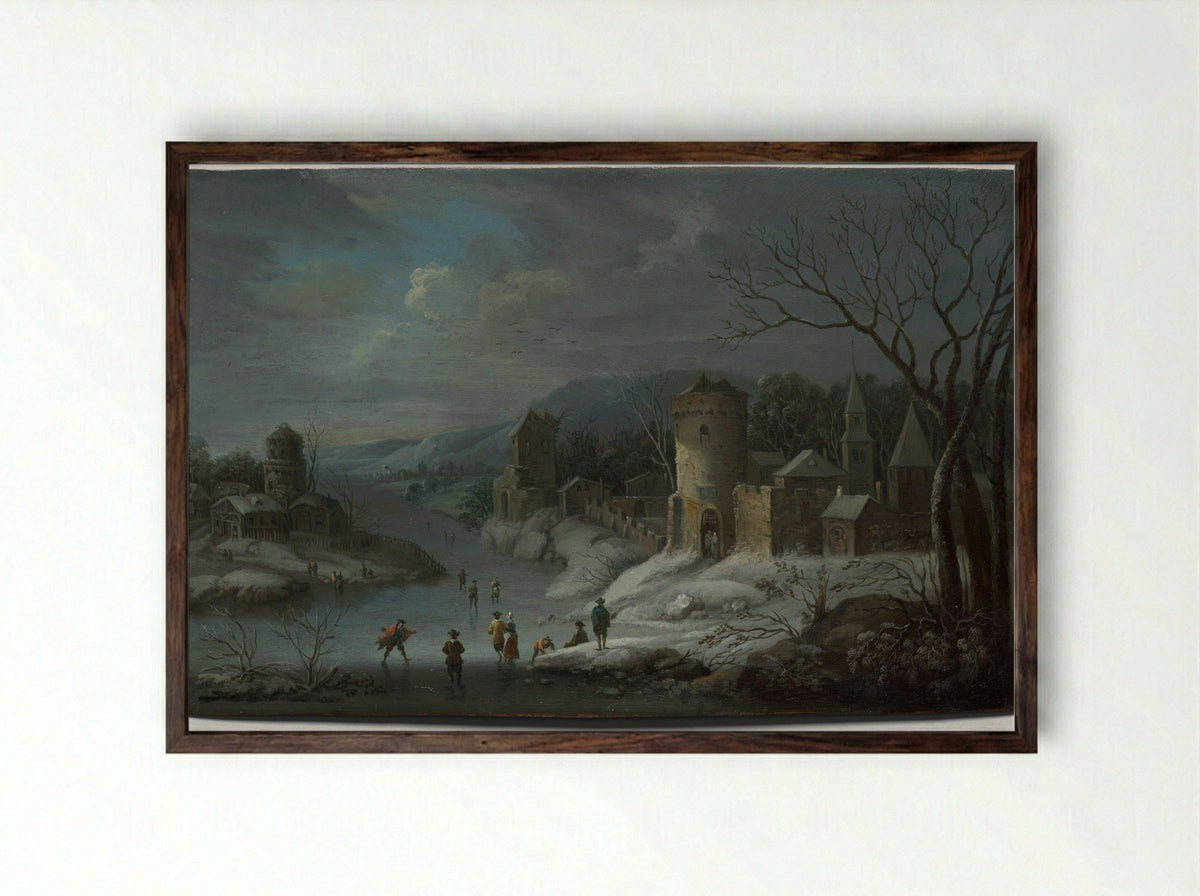 Winter Landscape - Jan Griffier - Framed Print Dark Wood