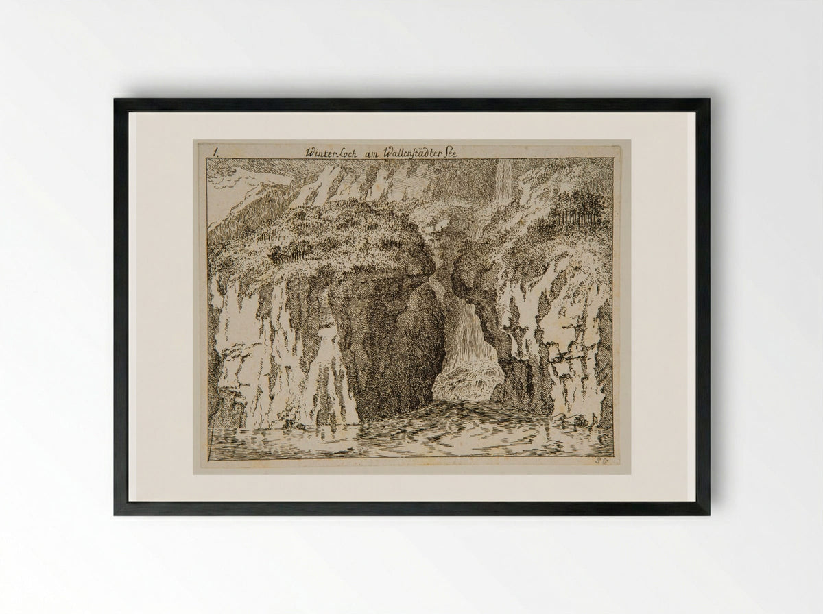 Winter Loch, Lake of Walenstadt - Salomon Gessner - Framed Print Black