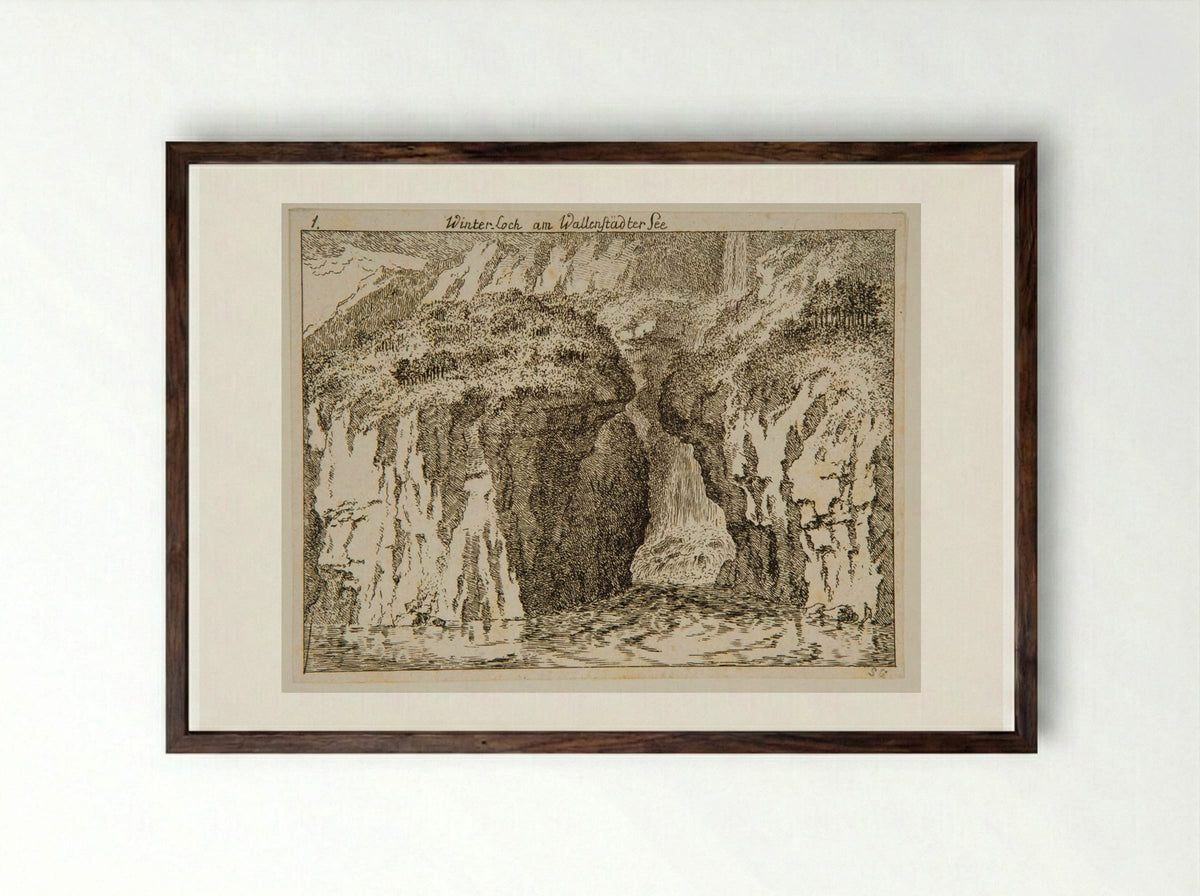 Winter Loch, Lake of Walenstadt - Salomon Gessner - Framed Print Dark Wood