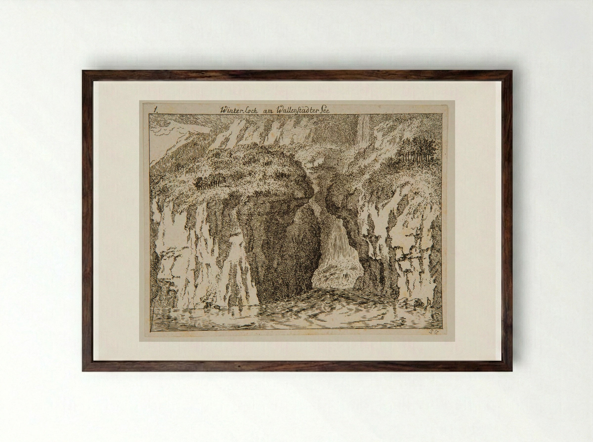 Winter Loch, Lake of Walenstadt - Salomon Gessner - Framed Print Dark Wood