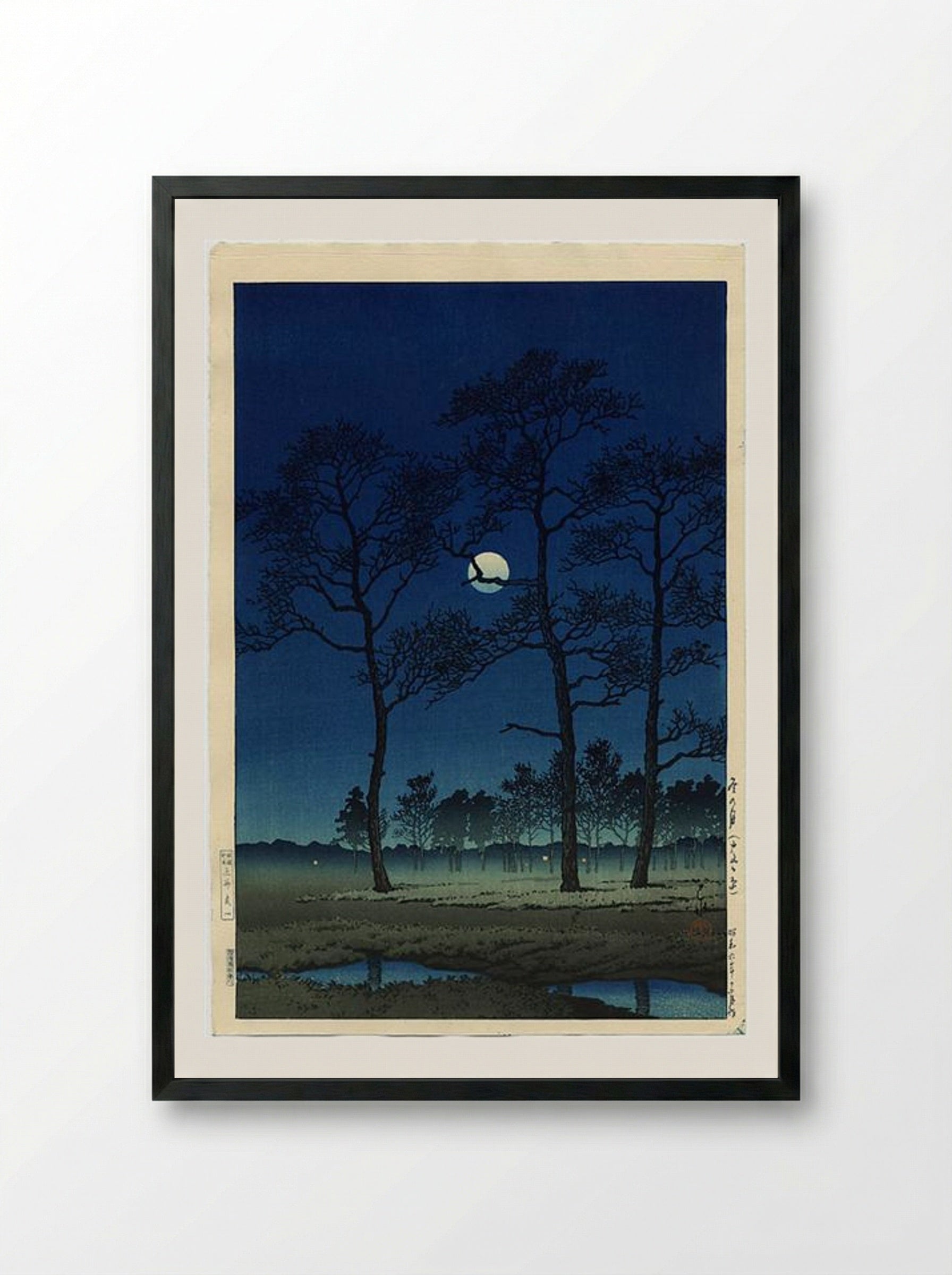 Winter Moon over Toyama Plain - Hasui Kawase - Framed Print Black