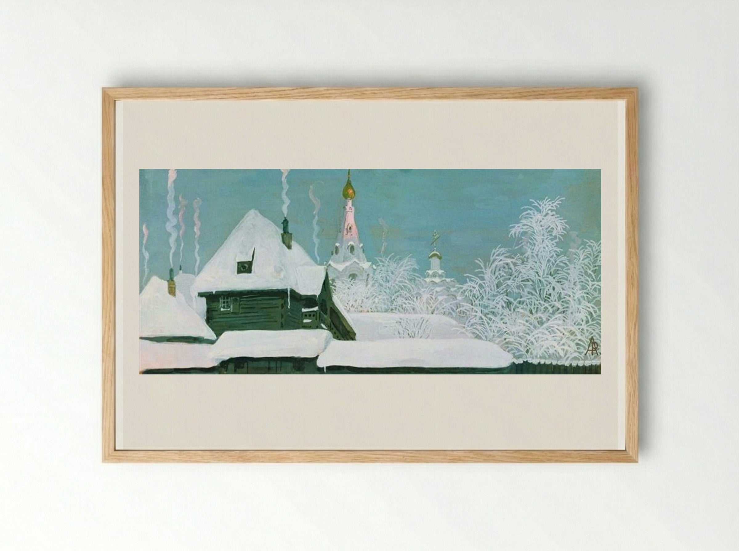Winter Morning - Andrei Ryabushkin - Framed Print Wood