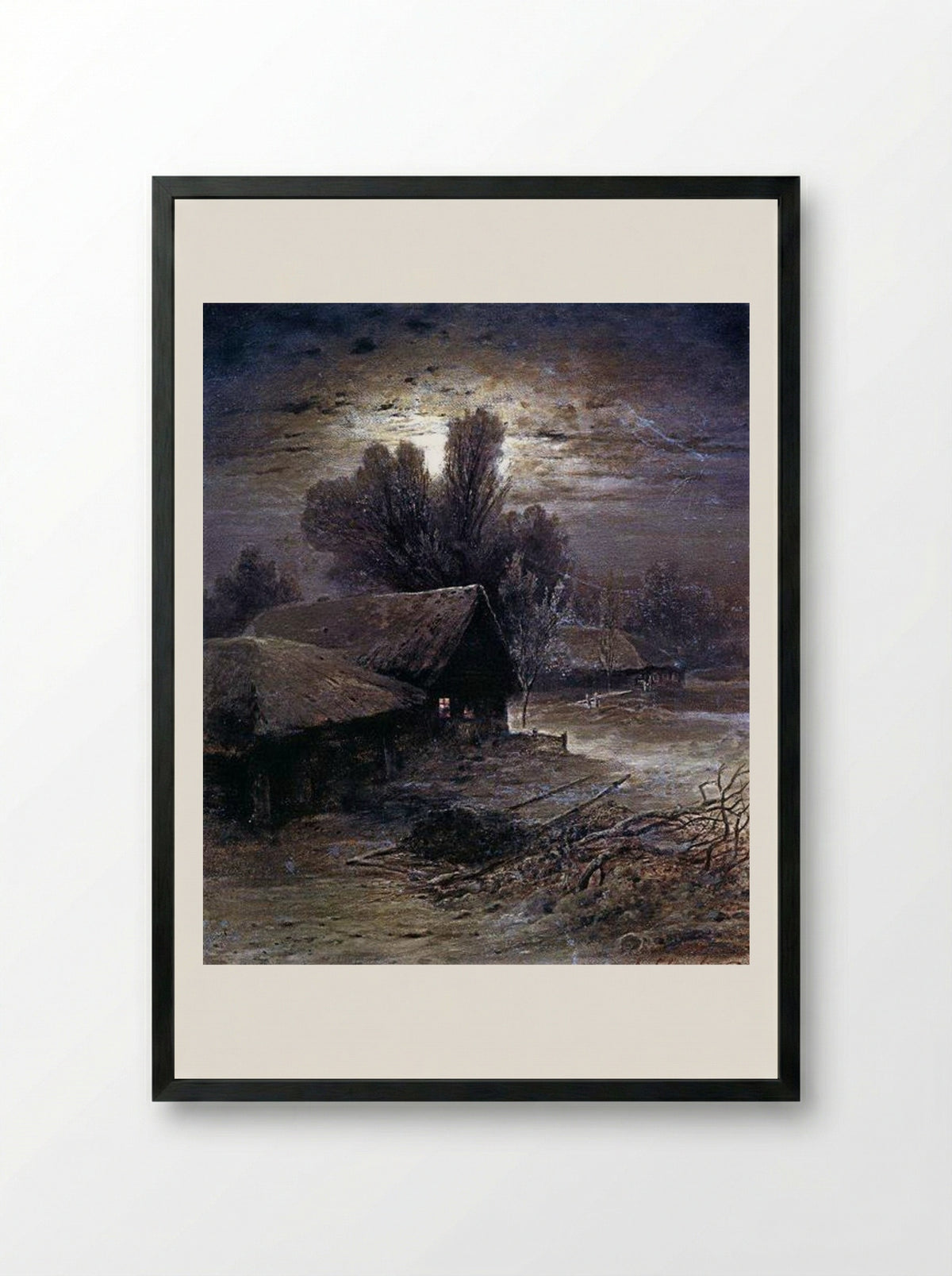 Winter Night - Aleksey Savrasov - Framed Print Black