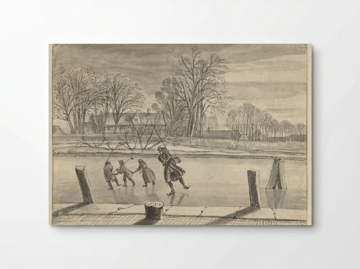 Winter Scene with Four Skaters - Abraham Rutgers - Poster