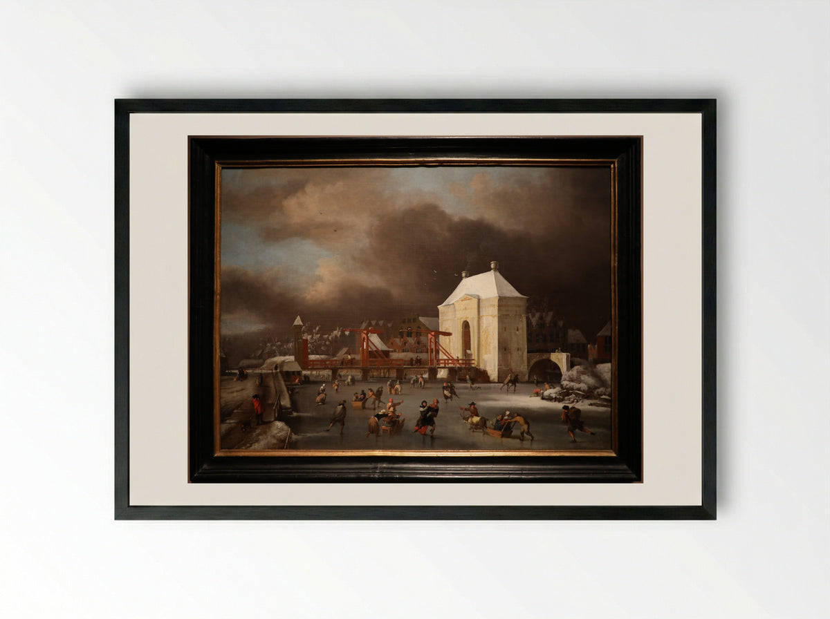 Winter Scene with a Drawbridge - Jan van Goyen - Framed Print Black