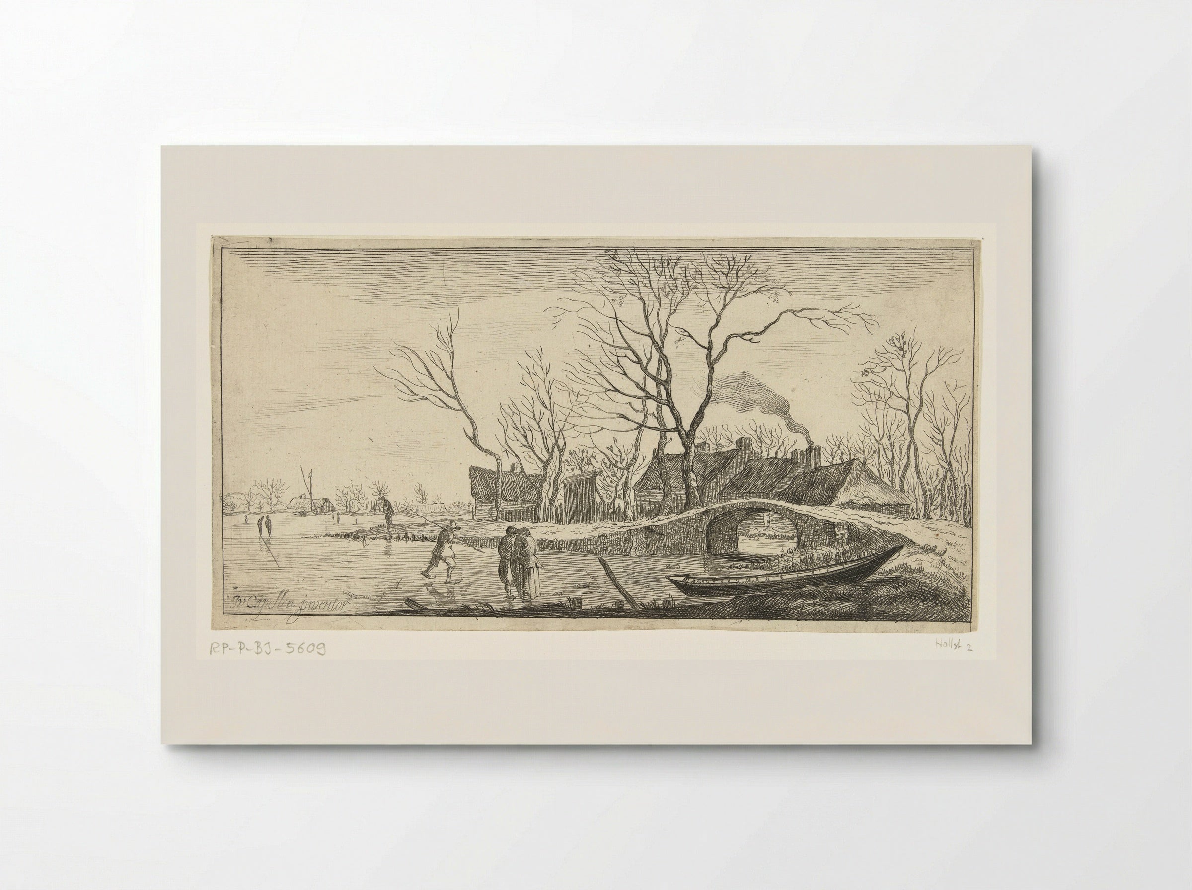 Winter Scene with a Stone Bridge - Jan van de Cappelle - Poster