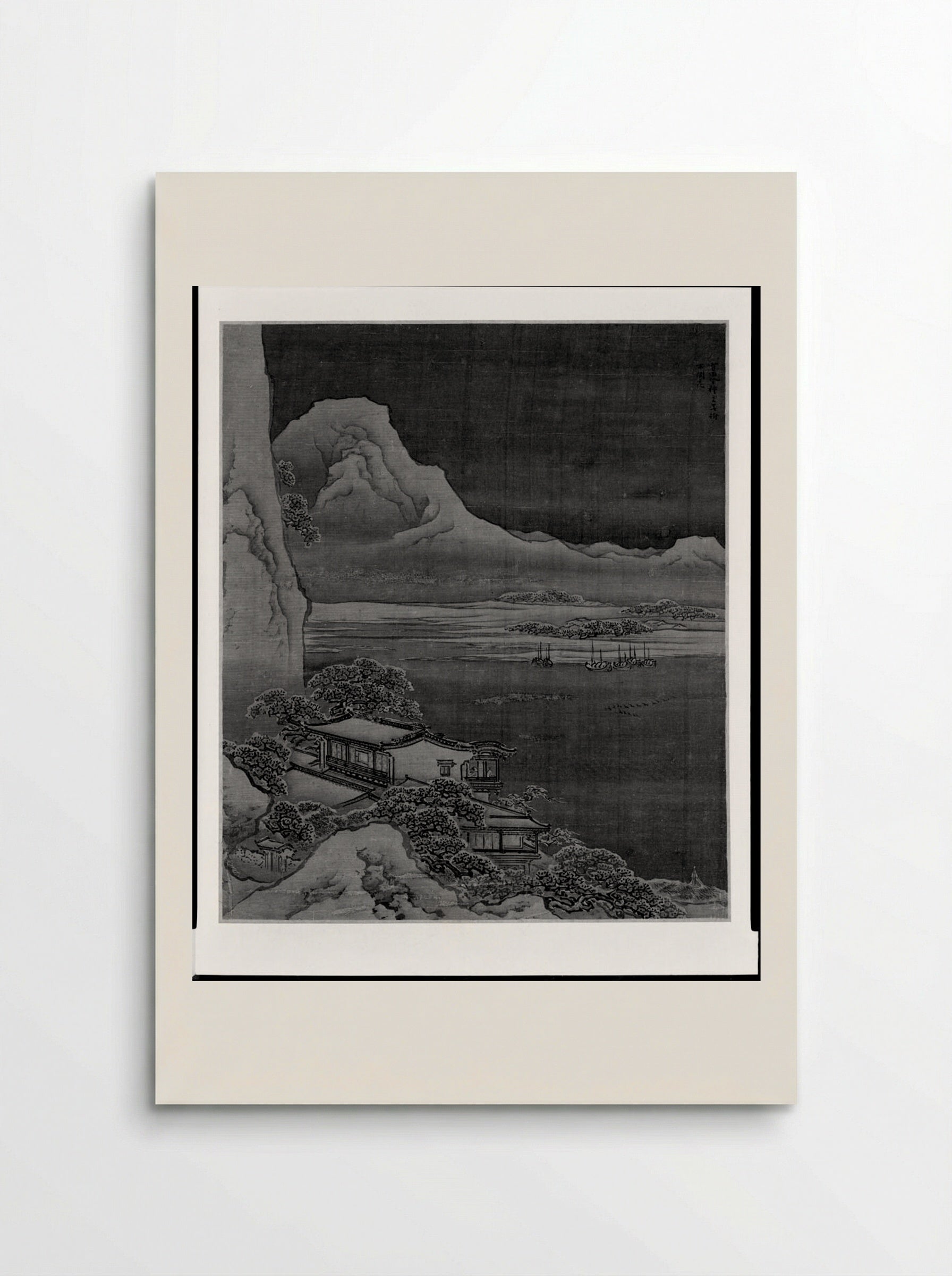 Winter Scene: Mountains and Lakeside Lodge in Snow - Yuan Yao - Poster