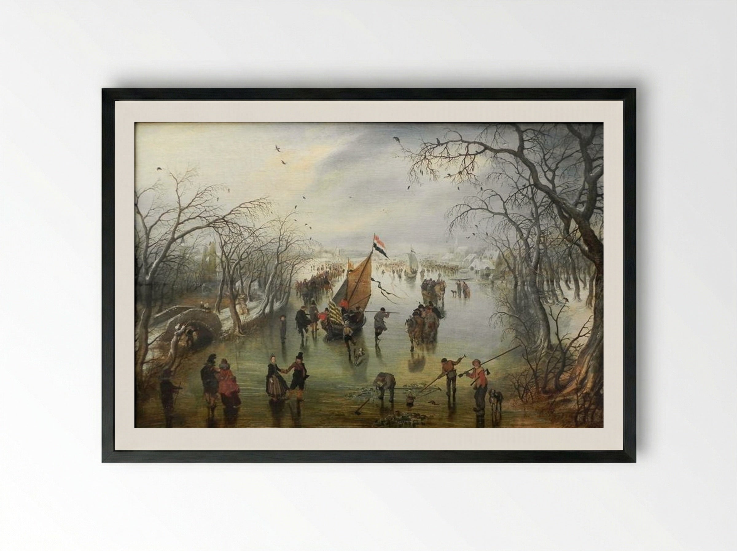 Winter Scene - Adriaen van de Venne - Framed Print Black
