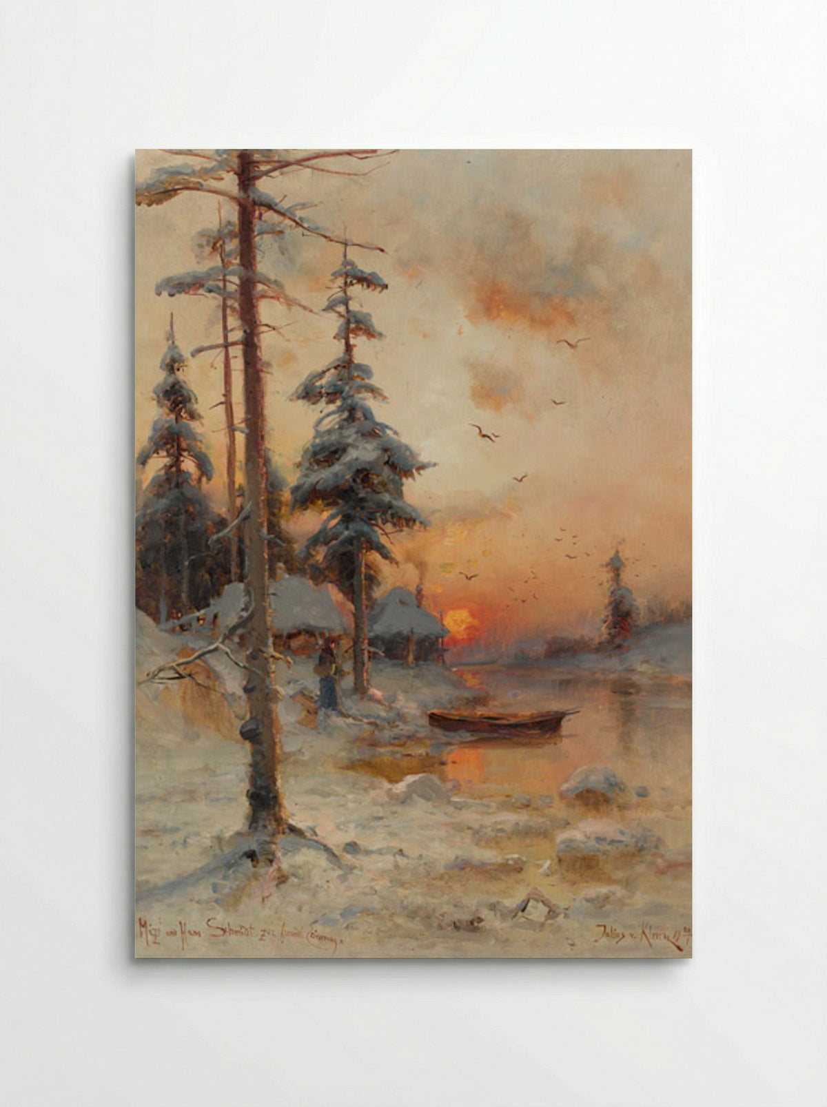 Winter Sunset by the River - Julius Sergius von Klever - Poster
