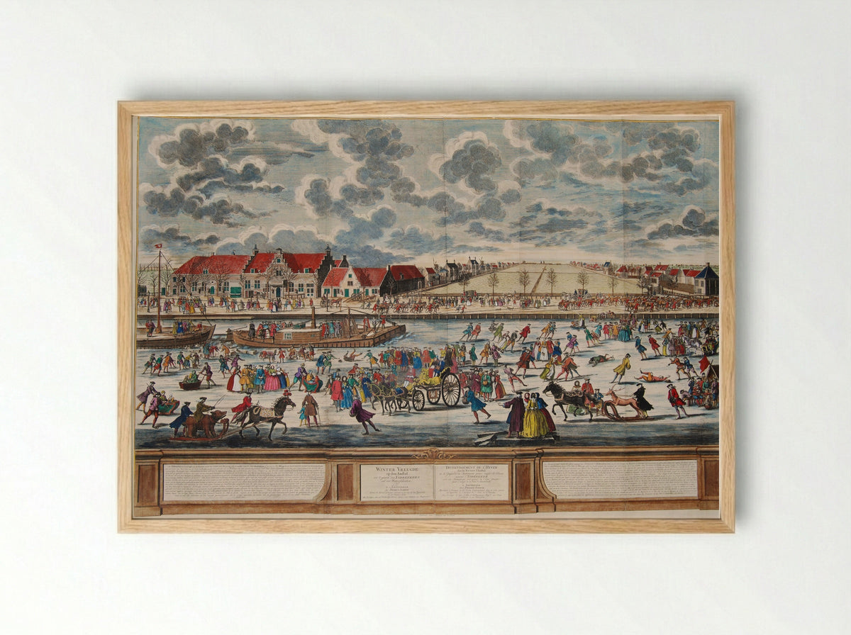 Winter Vreugde op den Amstel - Pieter Schenk (II) - Framed Print Wood