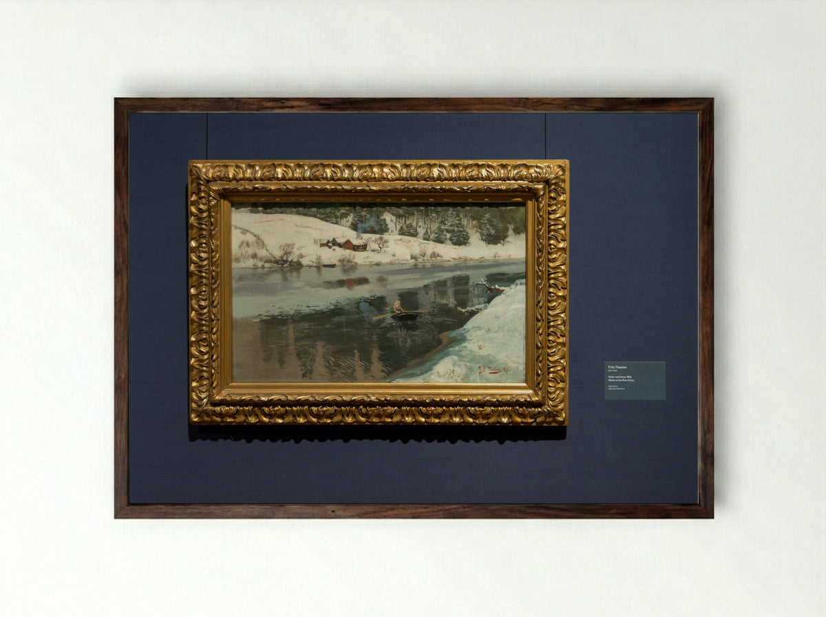 Winter at Simoa River - Frits Thaulow - Framed Print Dark Wood