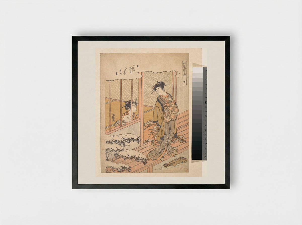 Winter, from the series Elegant Play in the Four Seasons - Isoda Koryūsai - Framed Print Black