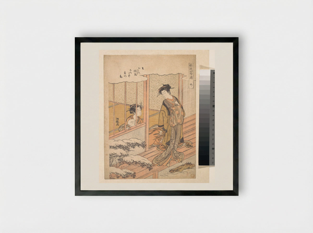 Winter, from the series Elegant Play in the Four Seasons - Isoda Koryūsai - Framed Print Black