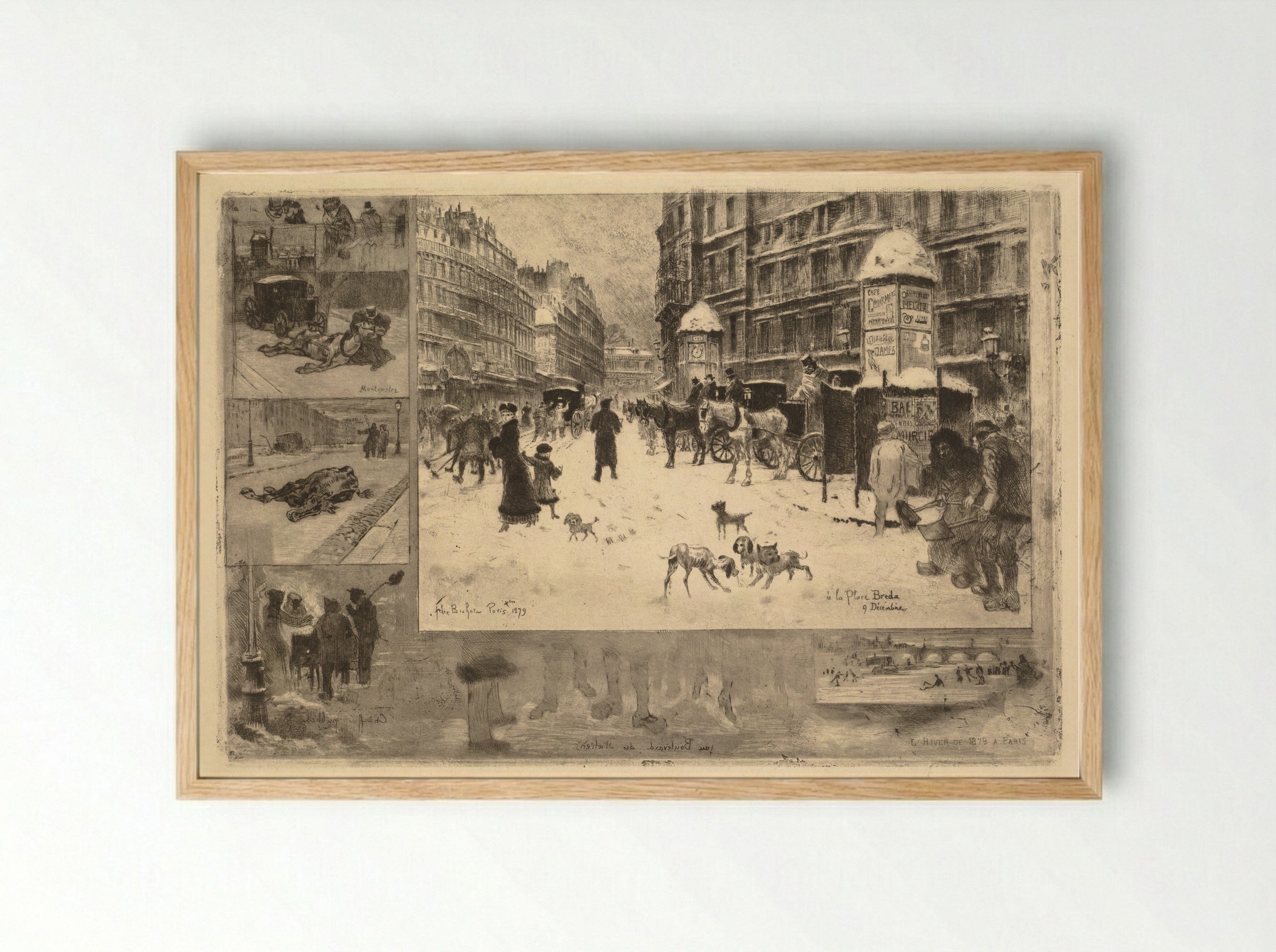 Winter in Paris - Félix Hilaire Buhot - Framed Print Wood