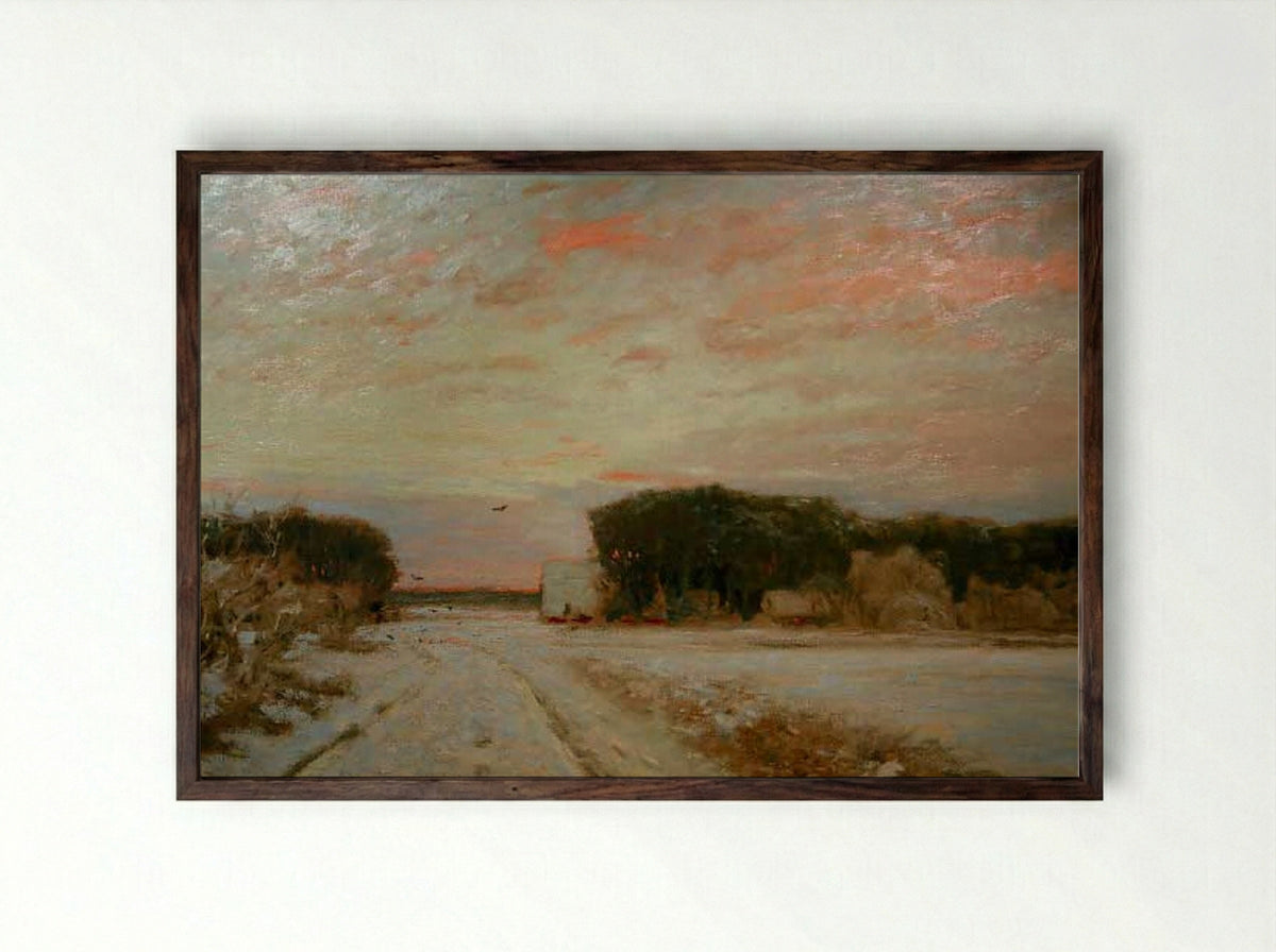 Winter in Worpswede - Hans am Ende - Framed Print Dark Wood