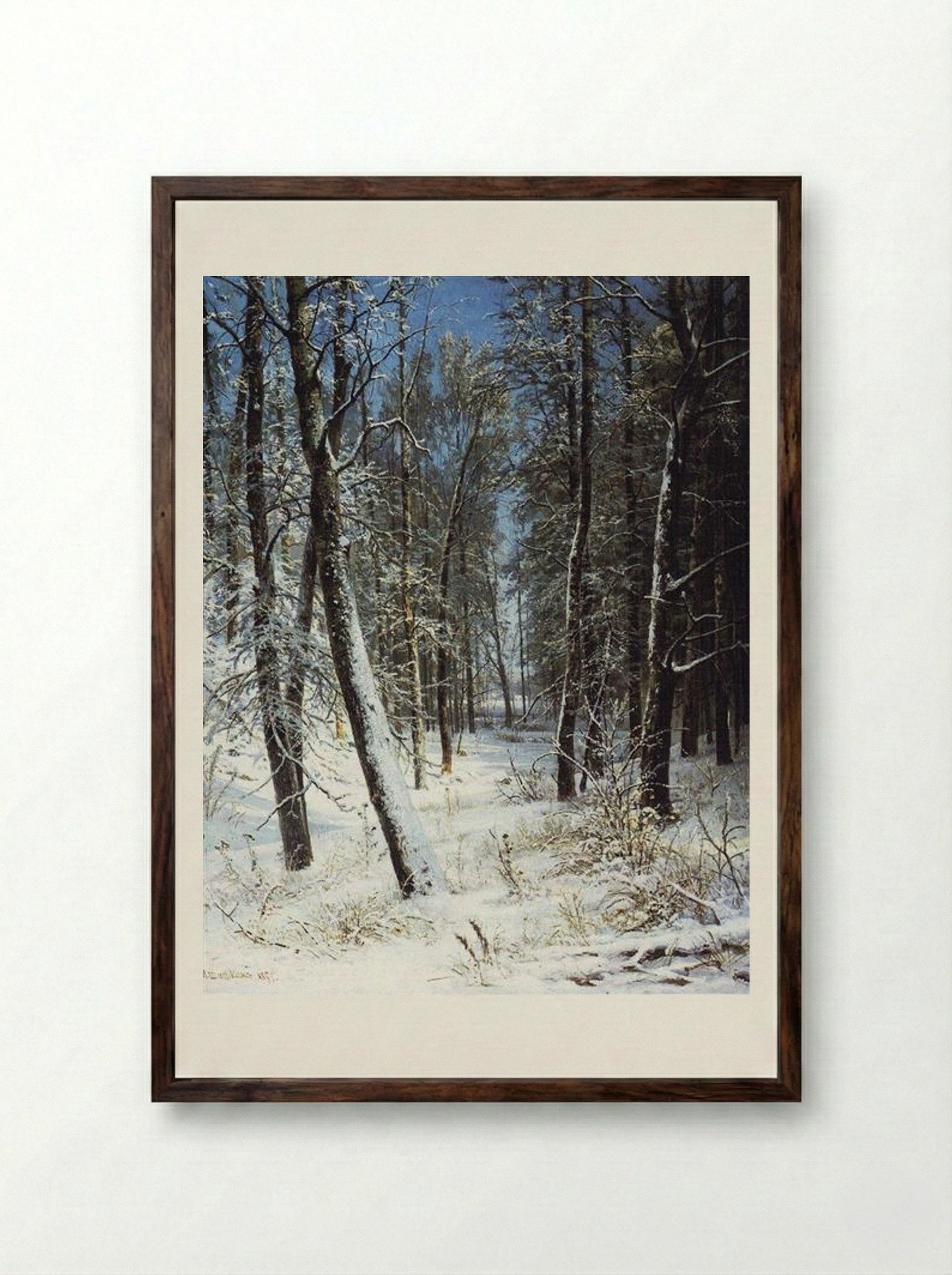 Winter in a Forest (Rime) - Ivan Shishkin - Framed Print Dark Wood