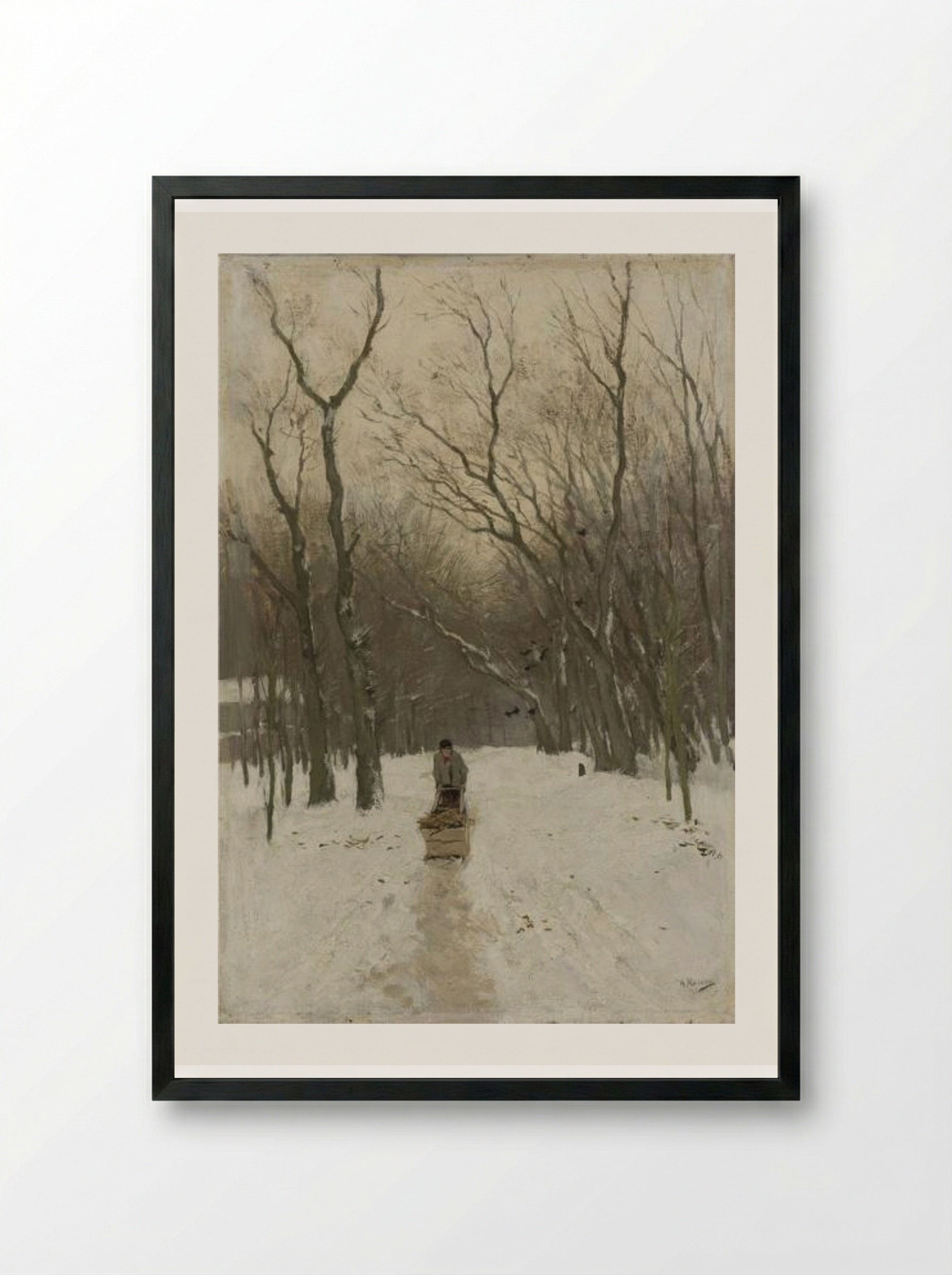 Winter in de Scheveningse bosjes - Anton Mauve - Framed Print Black