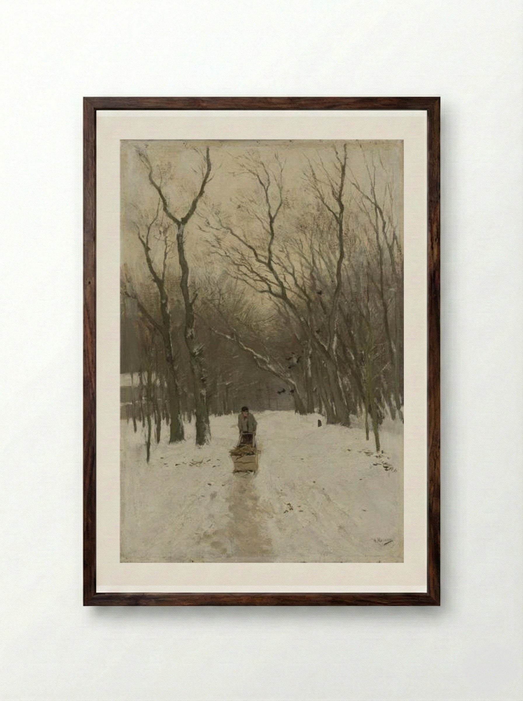 Winter in de Scheveningse bosjes - Anton Mauve - Framed Print Dark Wood