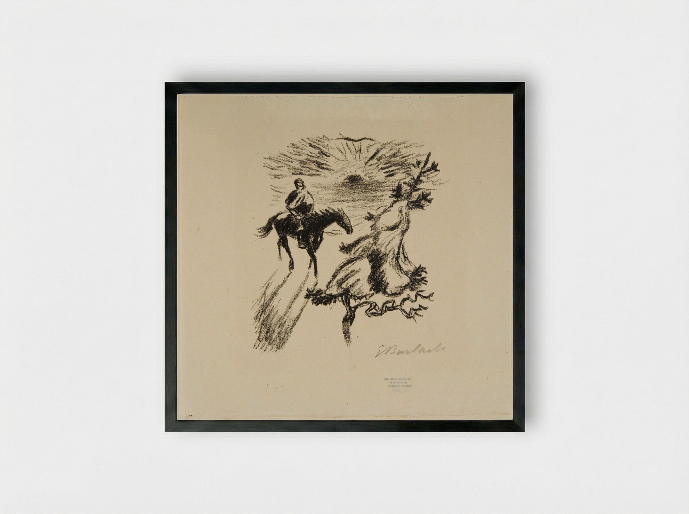Winter journey in the Harz Mountains 1: Solitary Rider - Ernst Barlach - Framed Print Black