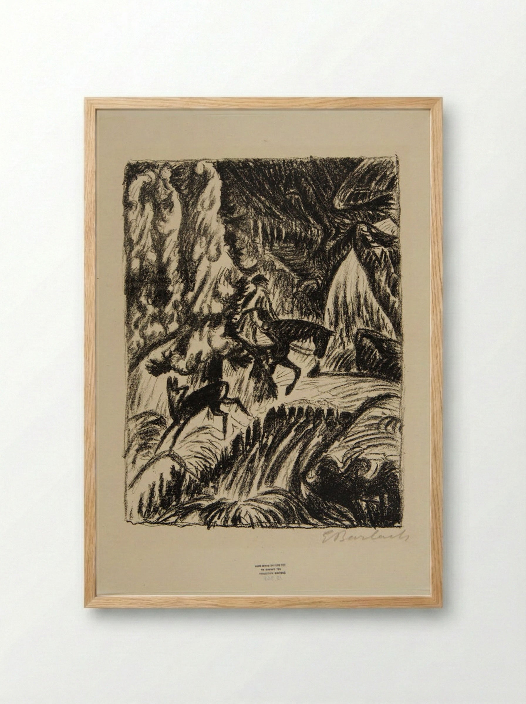 Winter journey in the Harz Mountains 2: The Deer - Ernst Barlach - Framed Print Wood