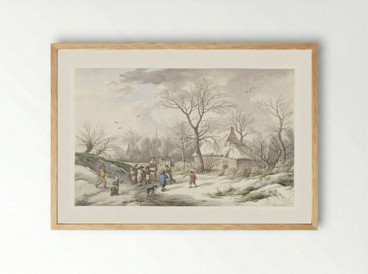 Winter: samenkomst voor Vastenavond - Jan van der Meer II - Framed Print Wood