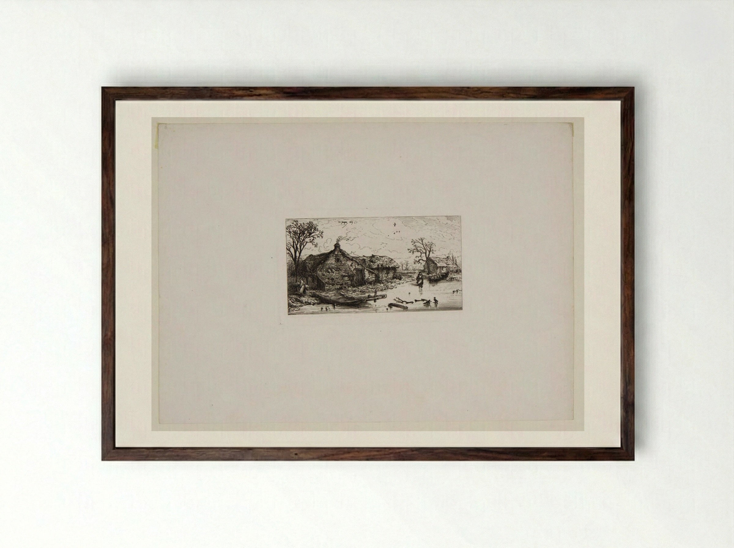 Winter - Charles-Émile Jacque - Framed Print Dark Wood