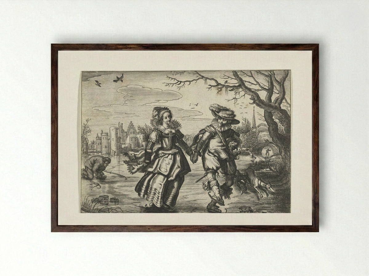 Winter - Daniël van den Bremden - Framed Print Dark Wood