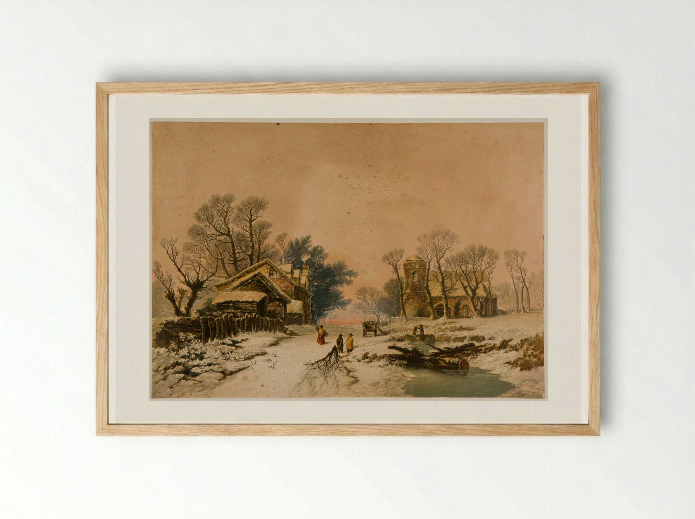 Winter - George Baxter - Framed Print Wood