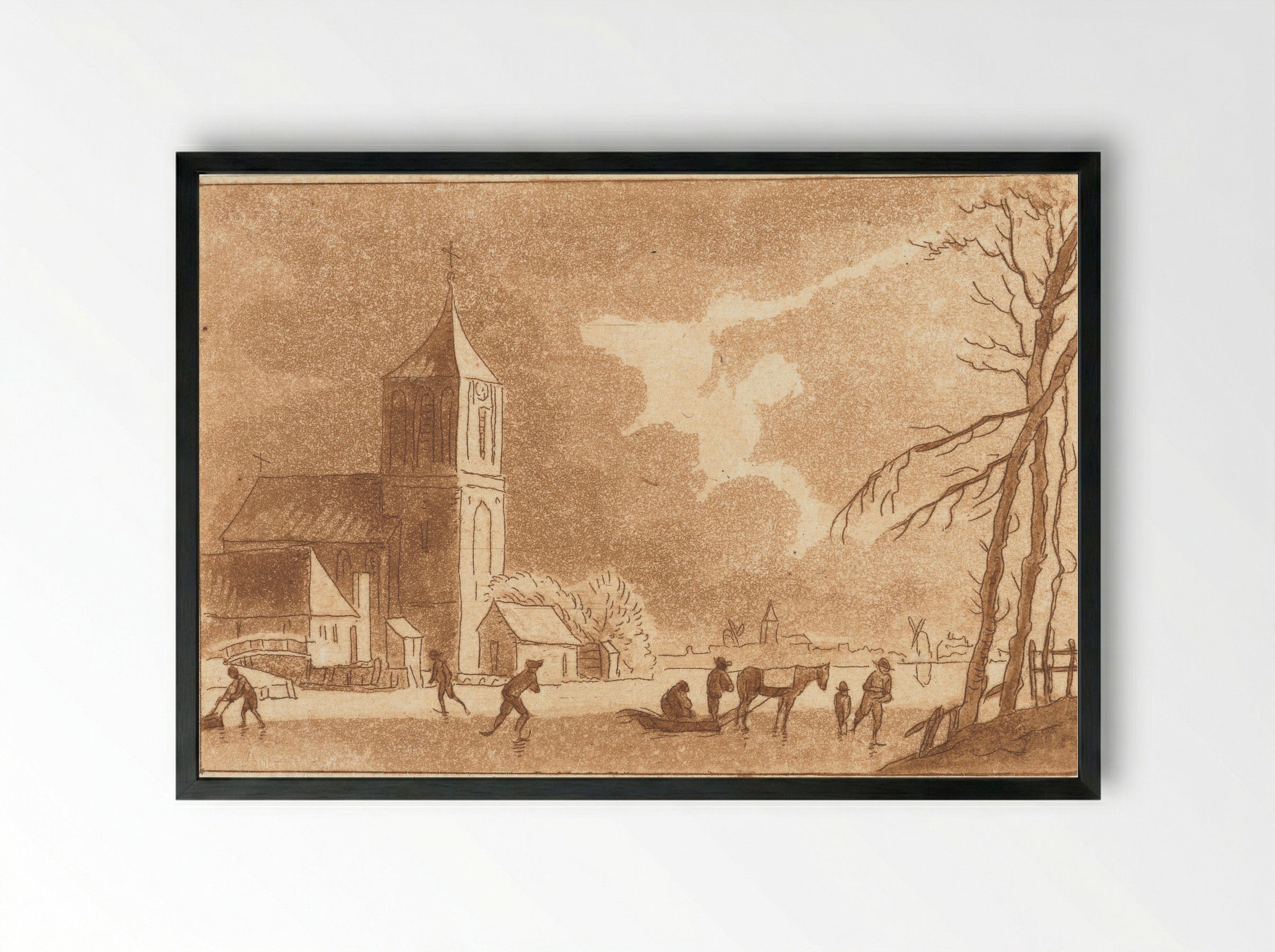 Wintergezicht - Anthonie van den Bos - Framed Print Black