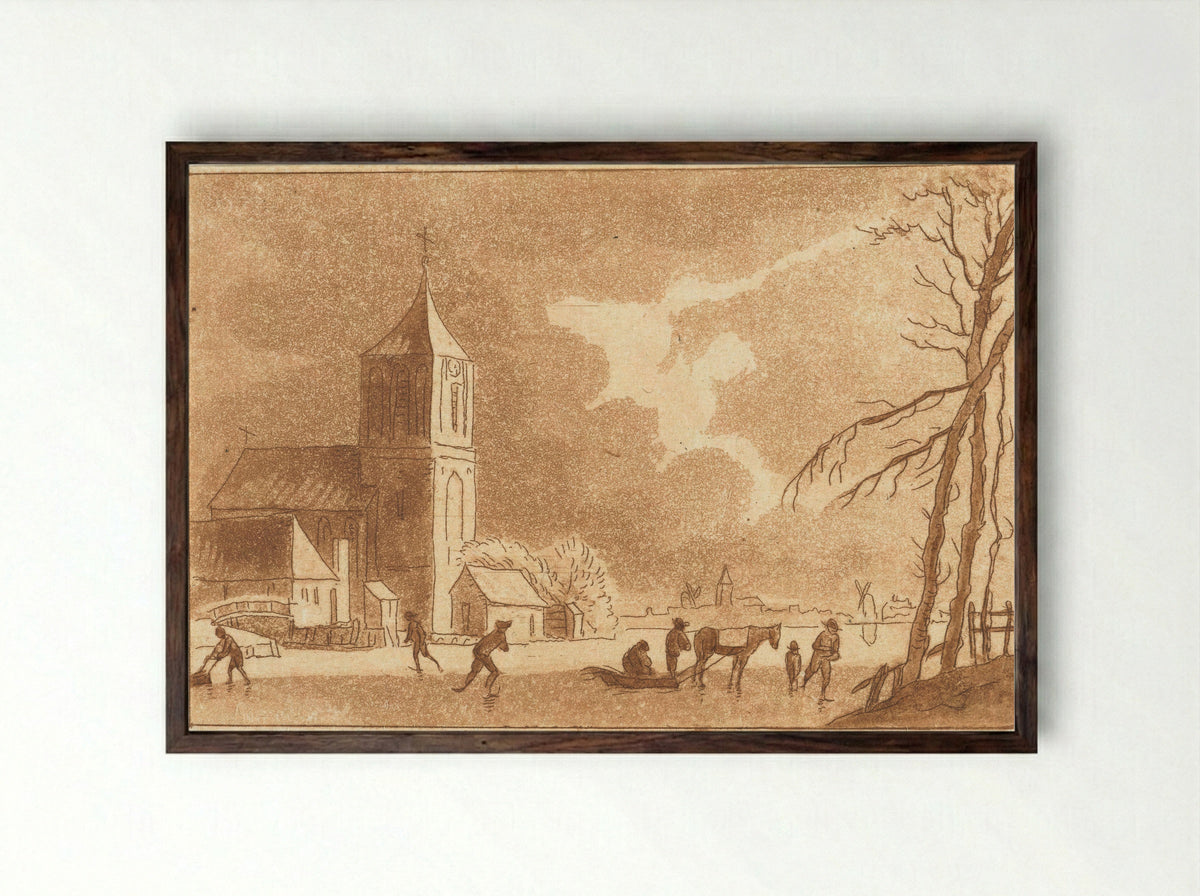 Wintergezicht - Anthonie van den Bos - Framed Print Dark Wood