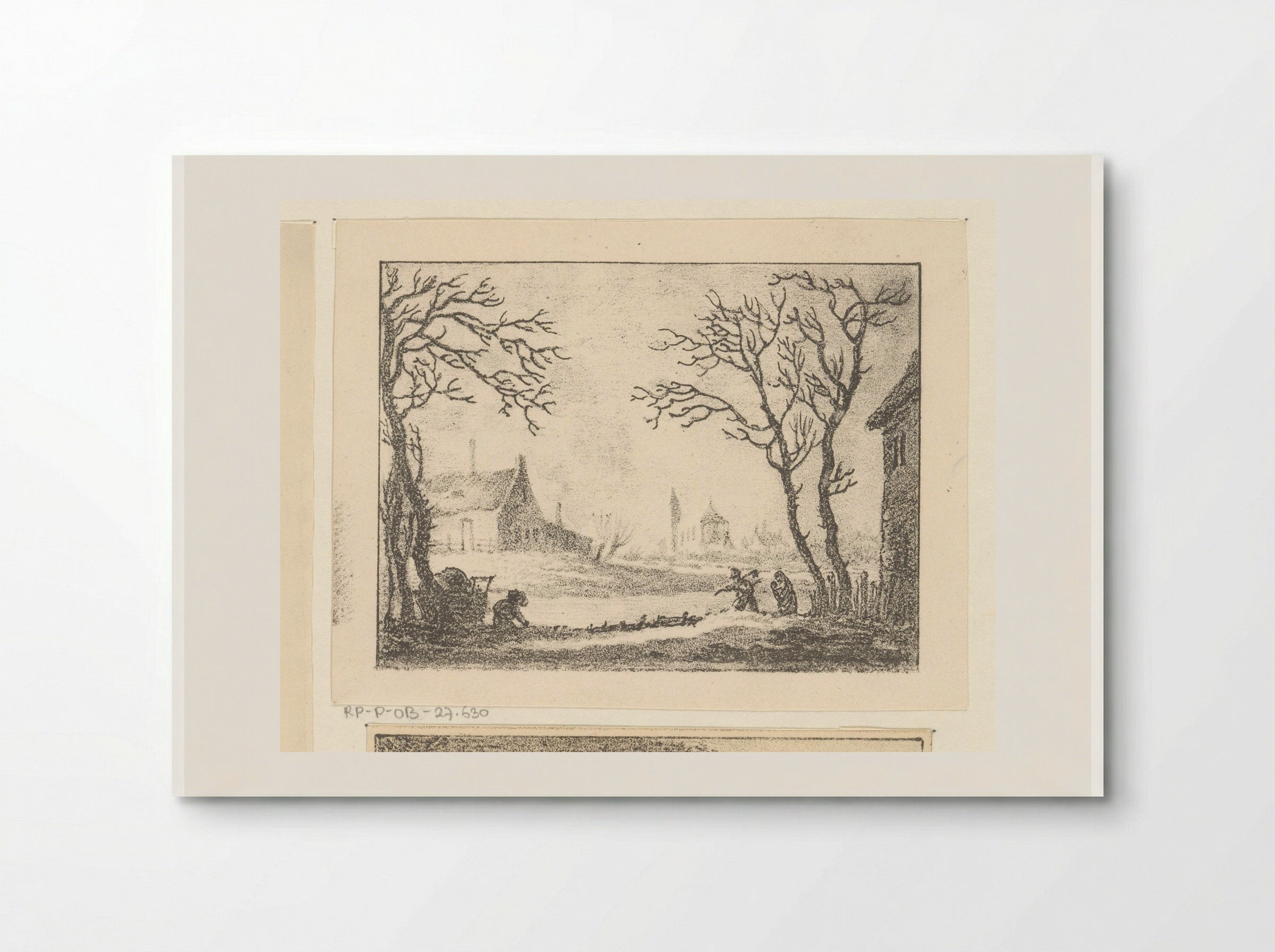 Winterlandschap met huizen en figuren - Pieter Bartholomeusz. Barbiers - Poster