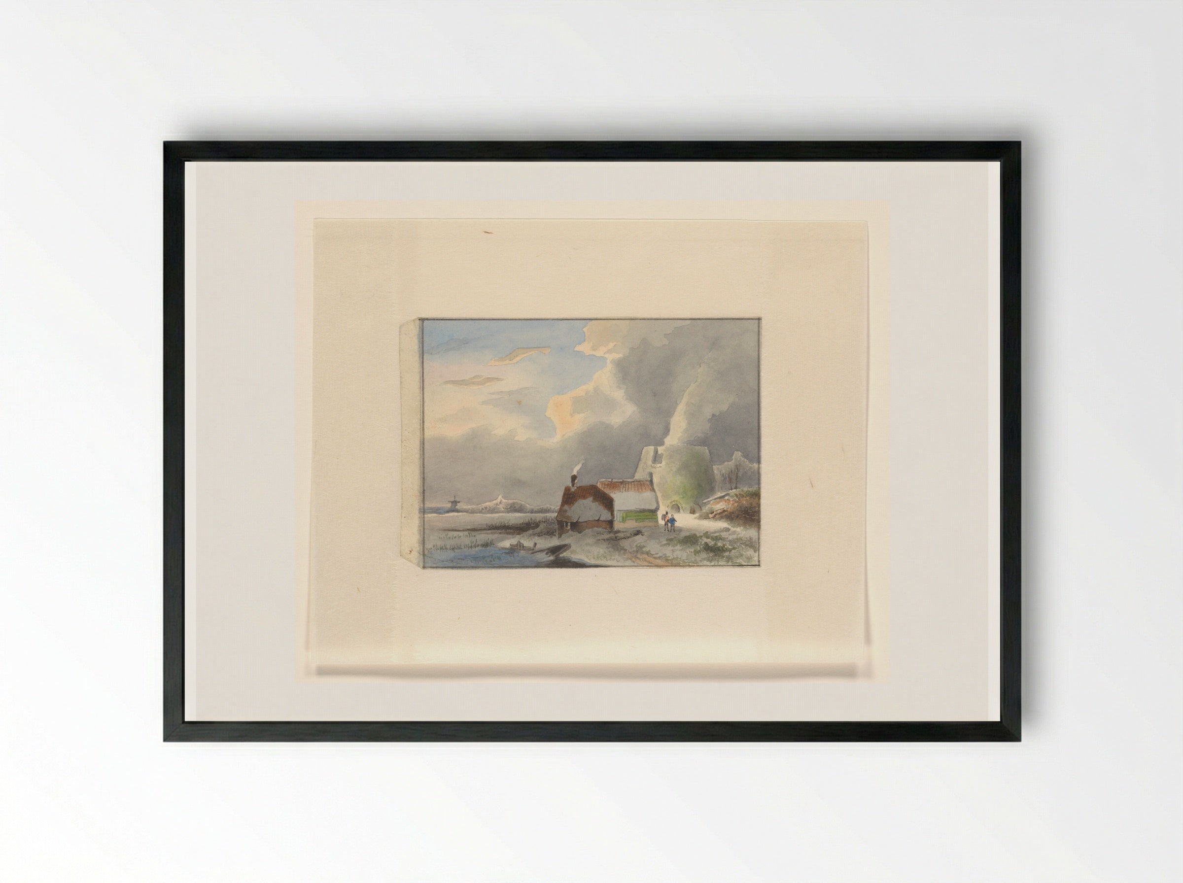 Winterlandschap met kalkoven - Johannes van Reijn - Framed Print Black