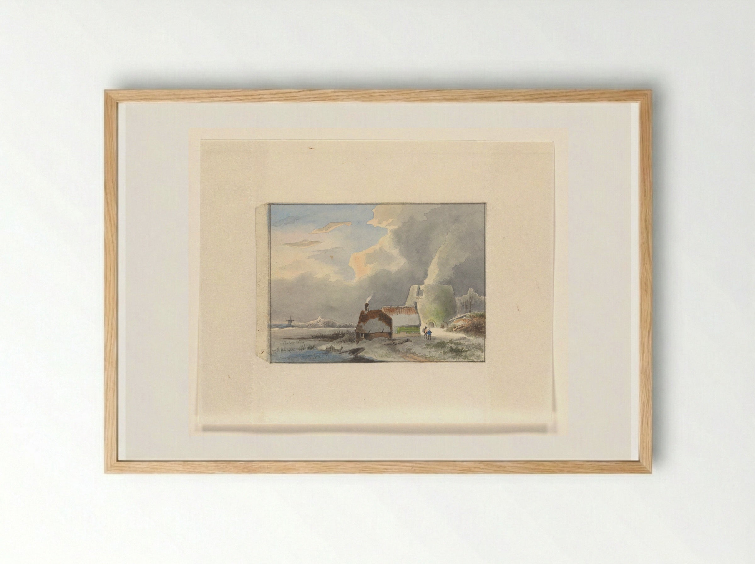 Winterlandschap met kalkoven - Johannes van Reijn - Framed Print Wood