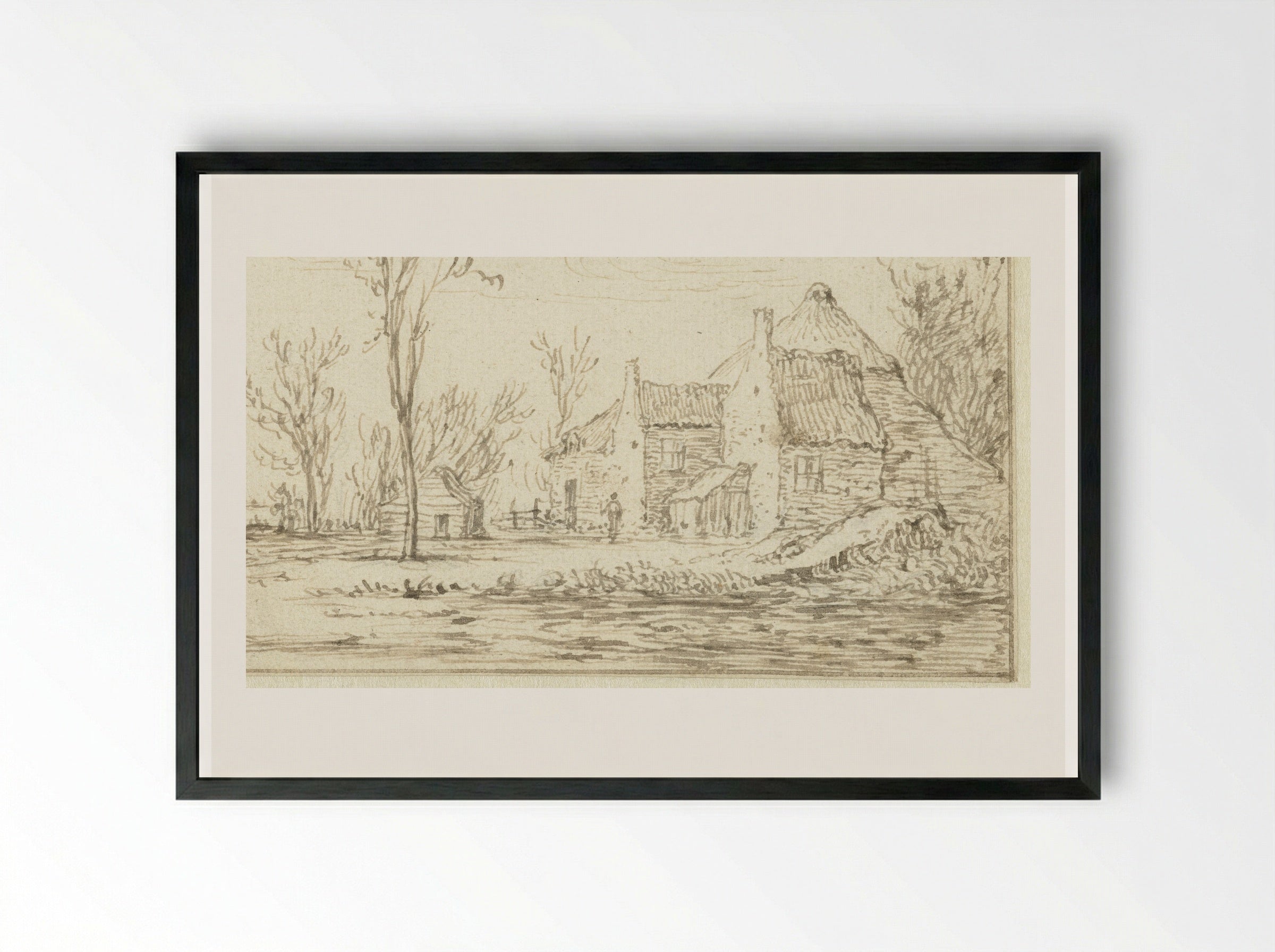 Winterlandschap - Jan van Goyen - Framed Print Black