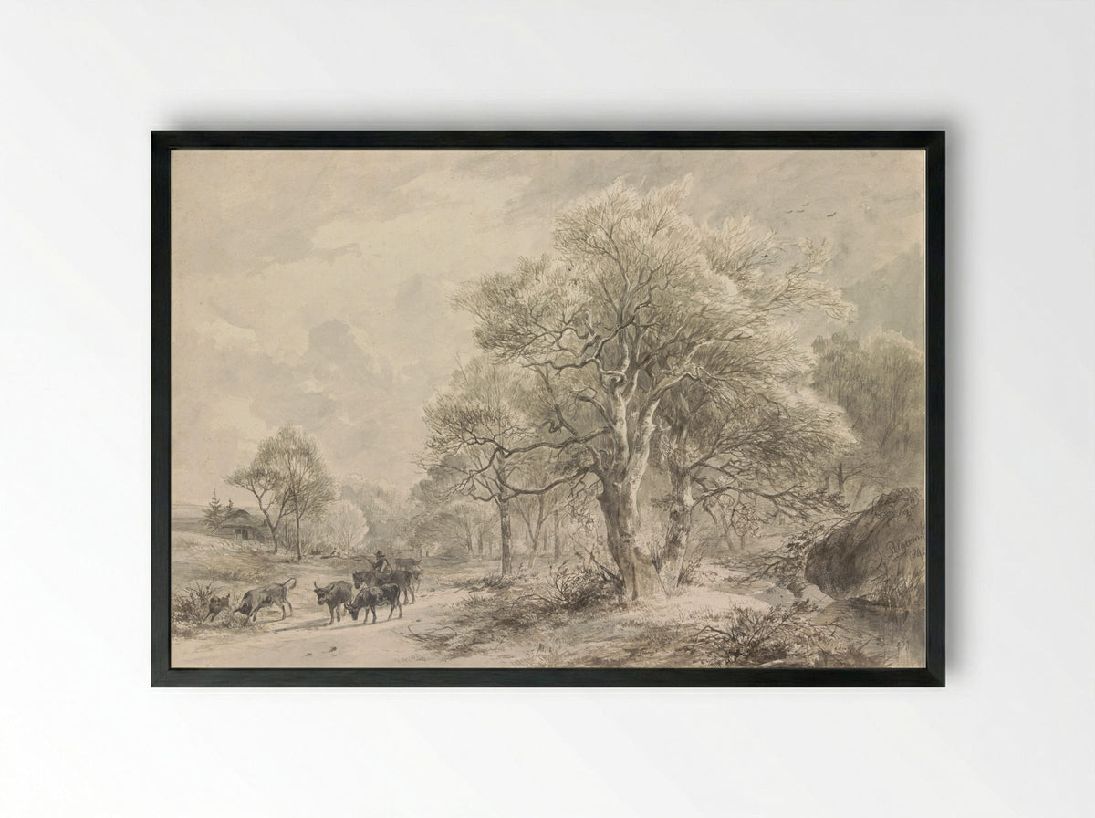 Winterlandschap - Jacobus Pelgrom - Framed Print Black