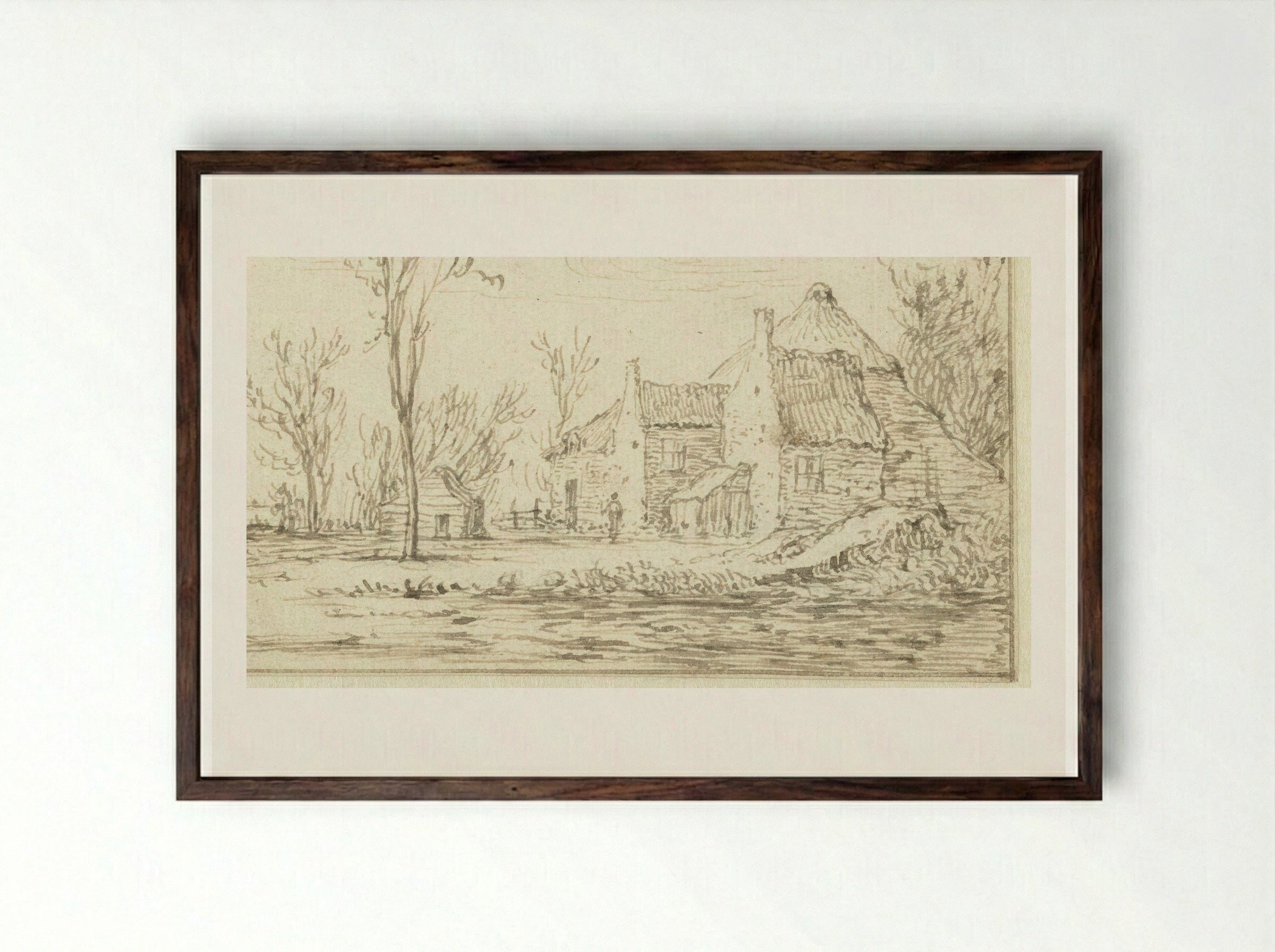Winterlandschap - Jan van Goyen - Framed Print Dark Wood