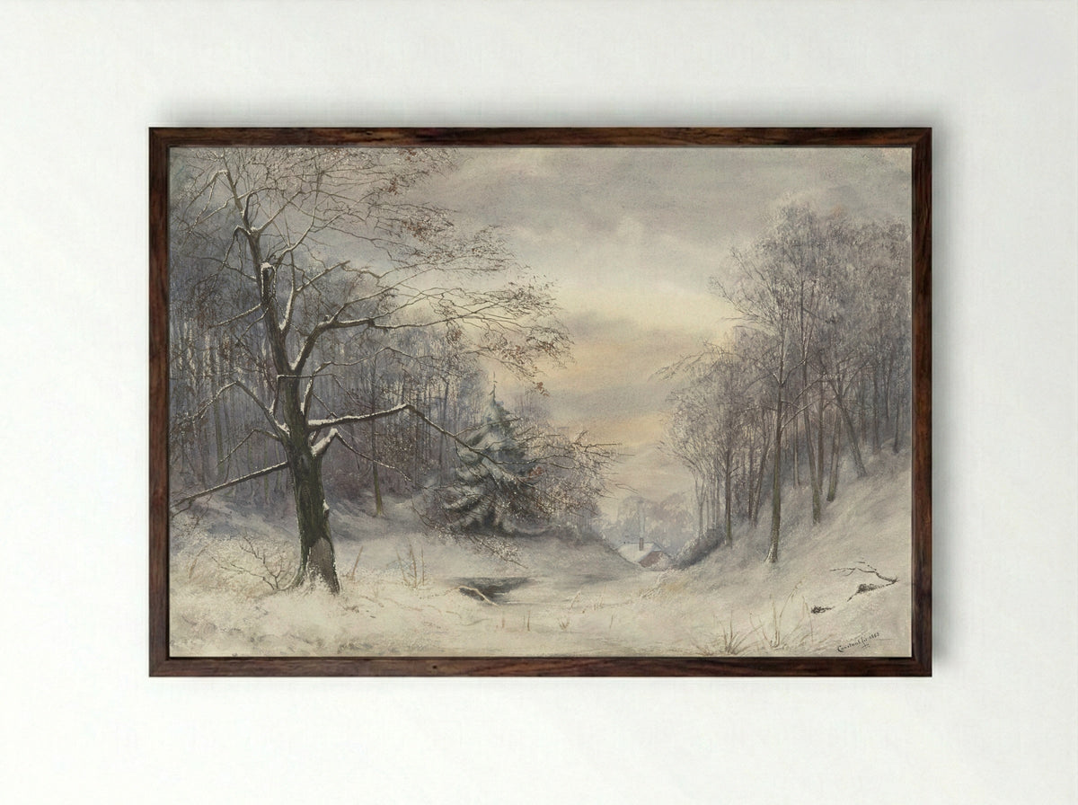 Winterlandschap - Jan Daniël Cornelis Carel Willem baron de Constant Rebecque - Framed Print Dark Wood