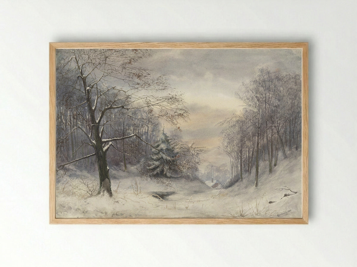 Winterlandschap - Jan Daniël Cornelis Carel Willem baron de Constant Rebecque - Framed Print Wood