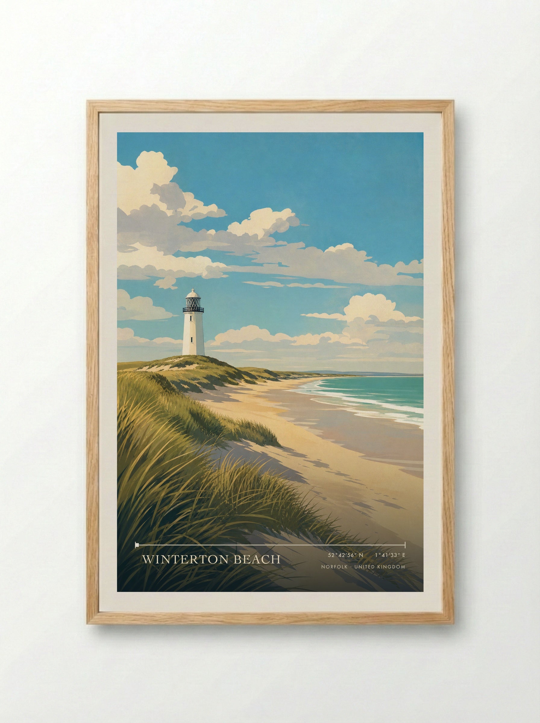 Winterton Beach Norfolk United Kingdom Travel Poster - Framed Print Wood