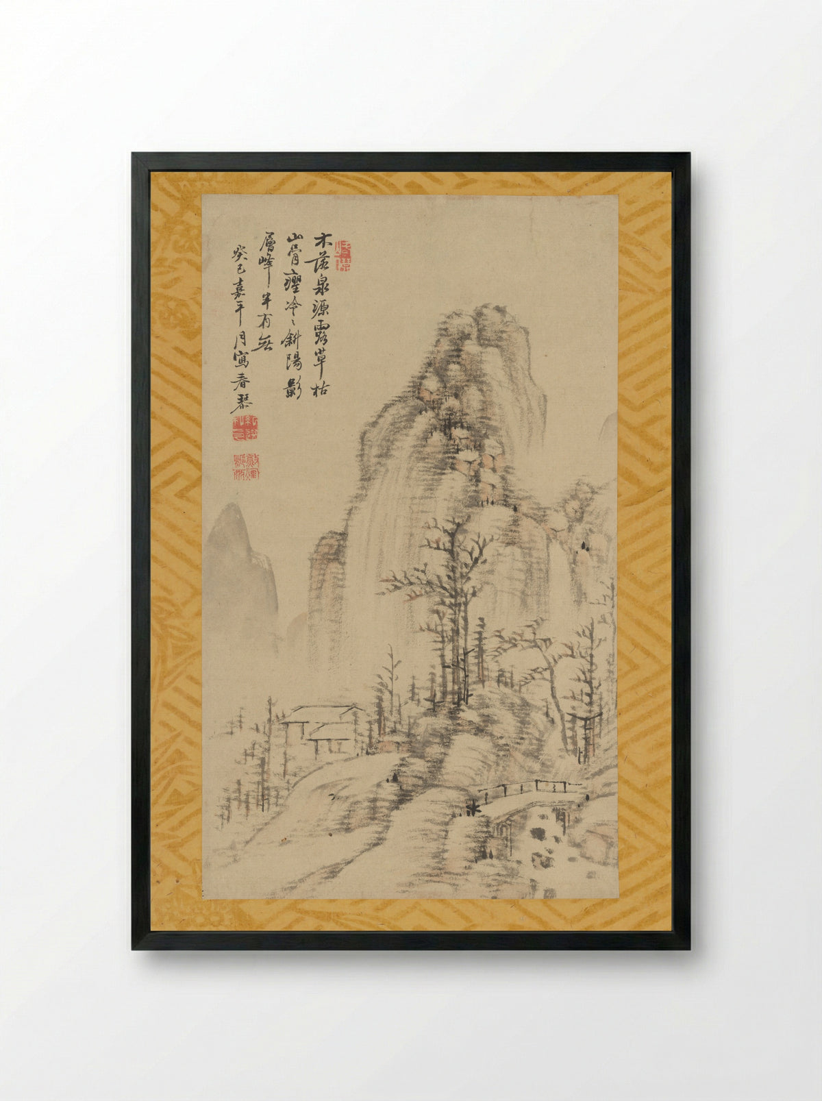 Wintry Landscape with Trees - Urakami Shunkin - Framed Print Black
