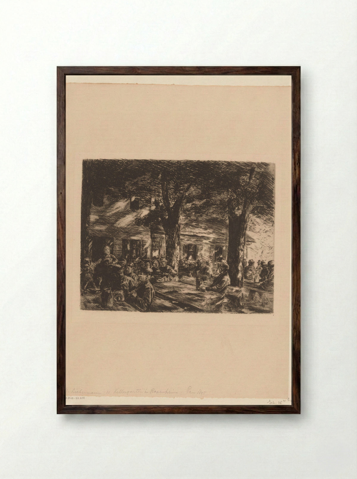 Wirtshausgarten in Rosenheim - Max Liebermann - Framed Print Dark Wood