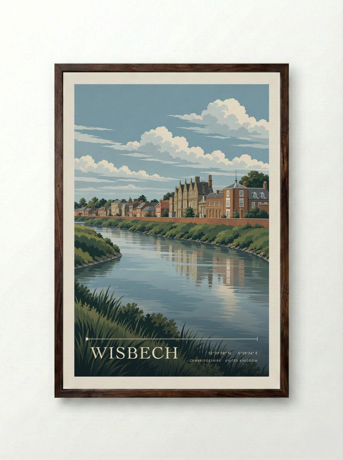 Wisbech, Cambridgeshire | Travel Poster - Framed Print Dark Wood