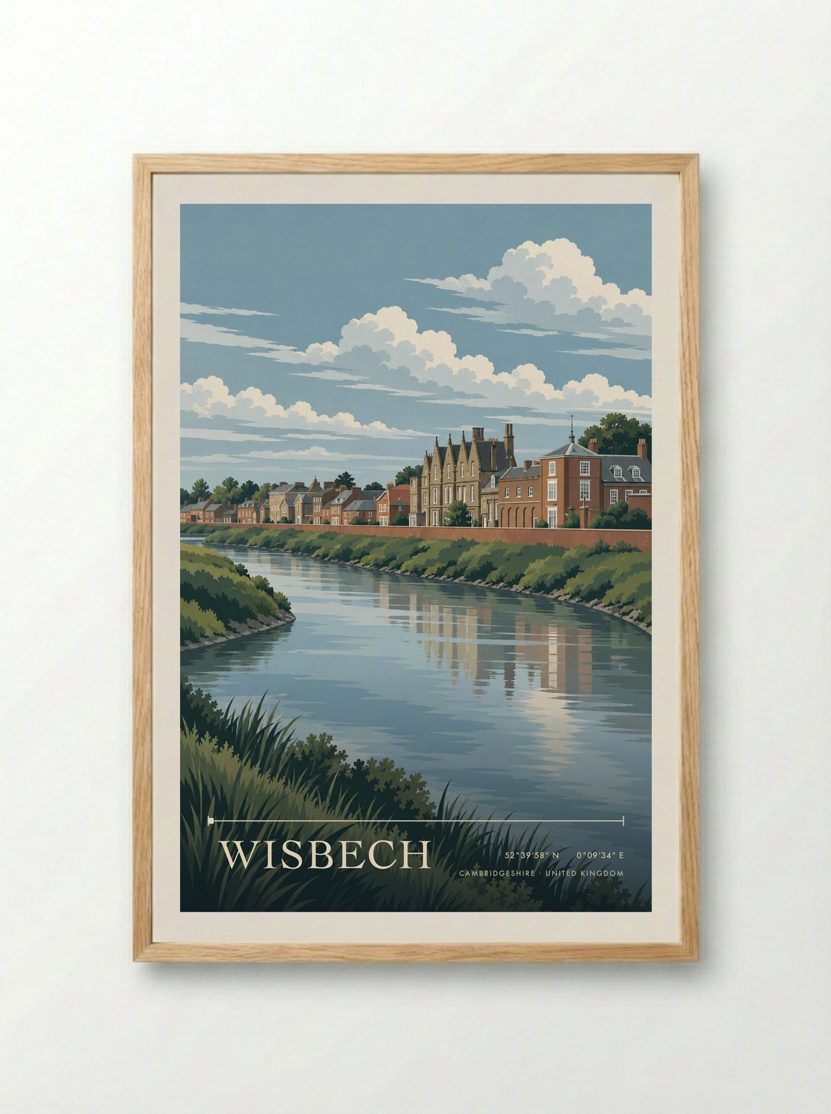 Wisbech, Cambridgeshire | Travel Poster - Framed Print Wood