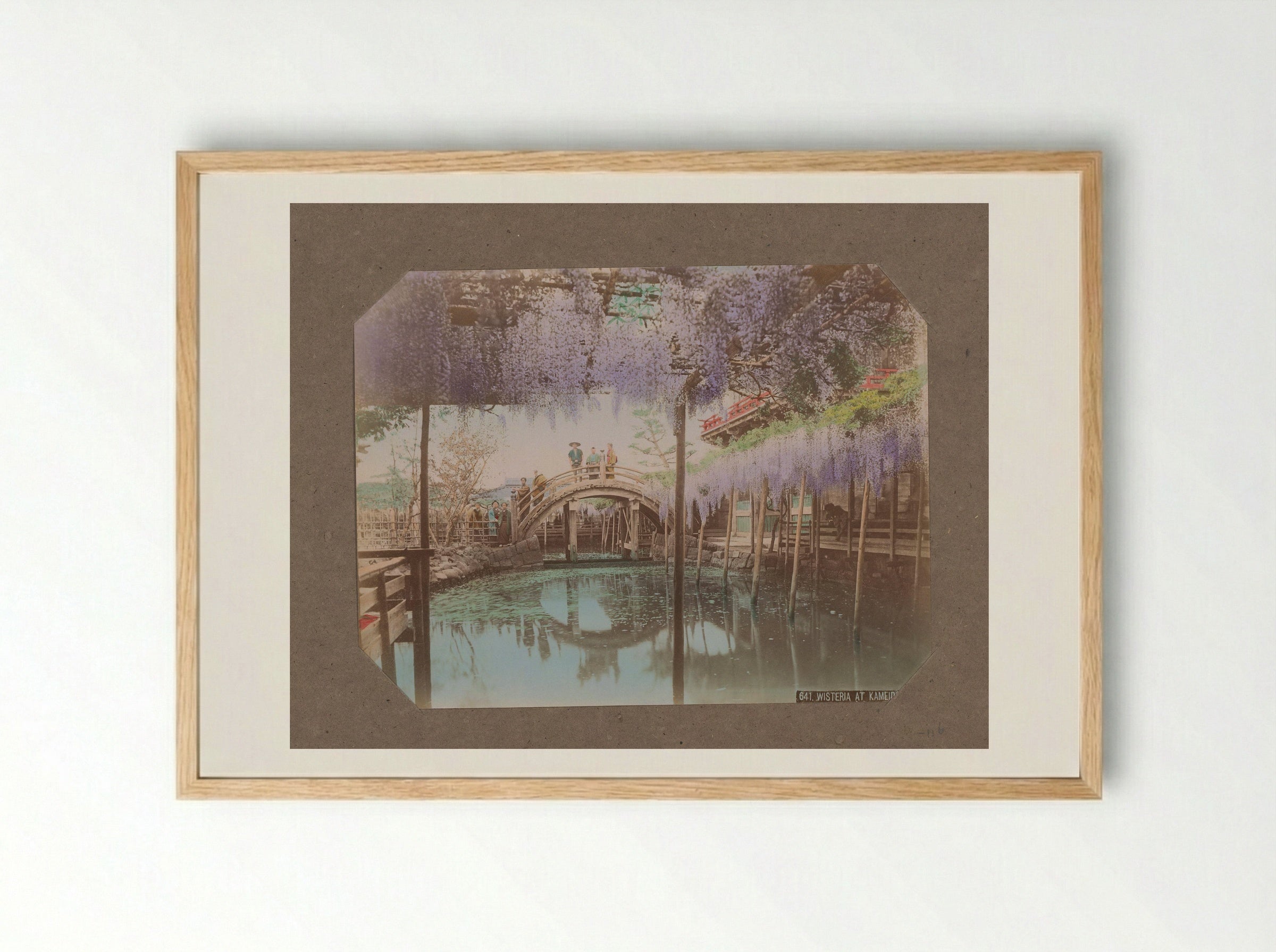 Wisteria at Kameido - Kusakabe Kimbei - Framed Print Wood