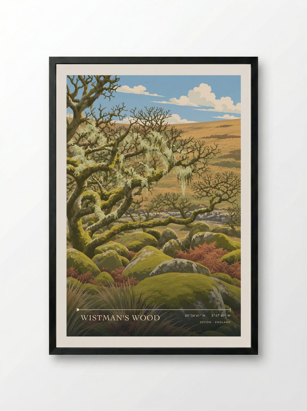 Wistman's Wood, Devon | Travel Poster - Framed Print Black