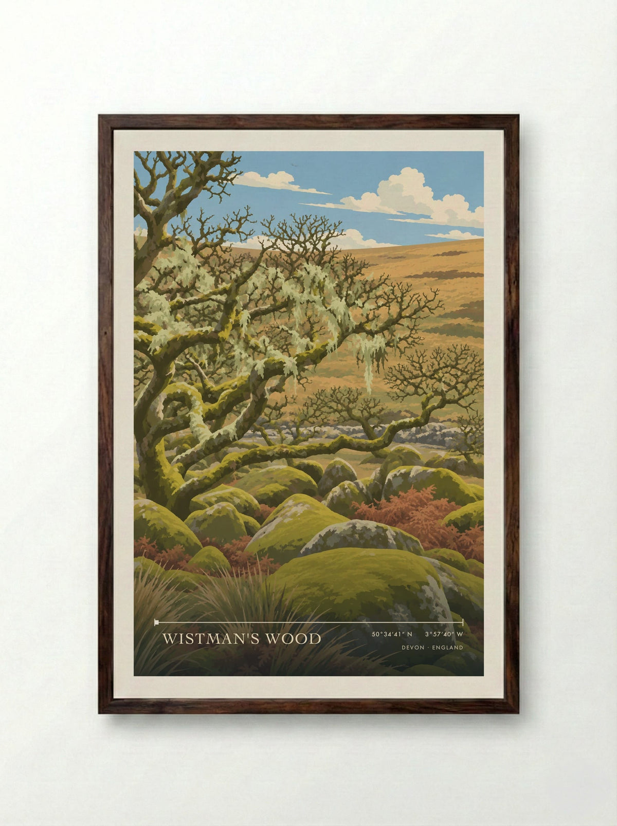 Wistman's Wood, Devon | Travel Poster - Framed Print Dark Wood