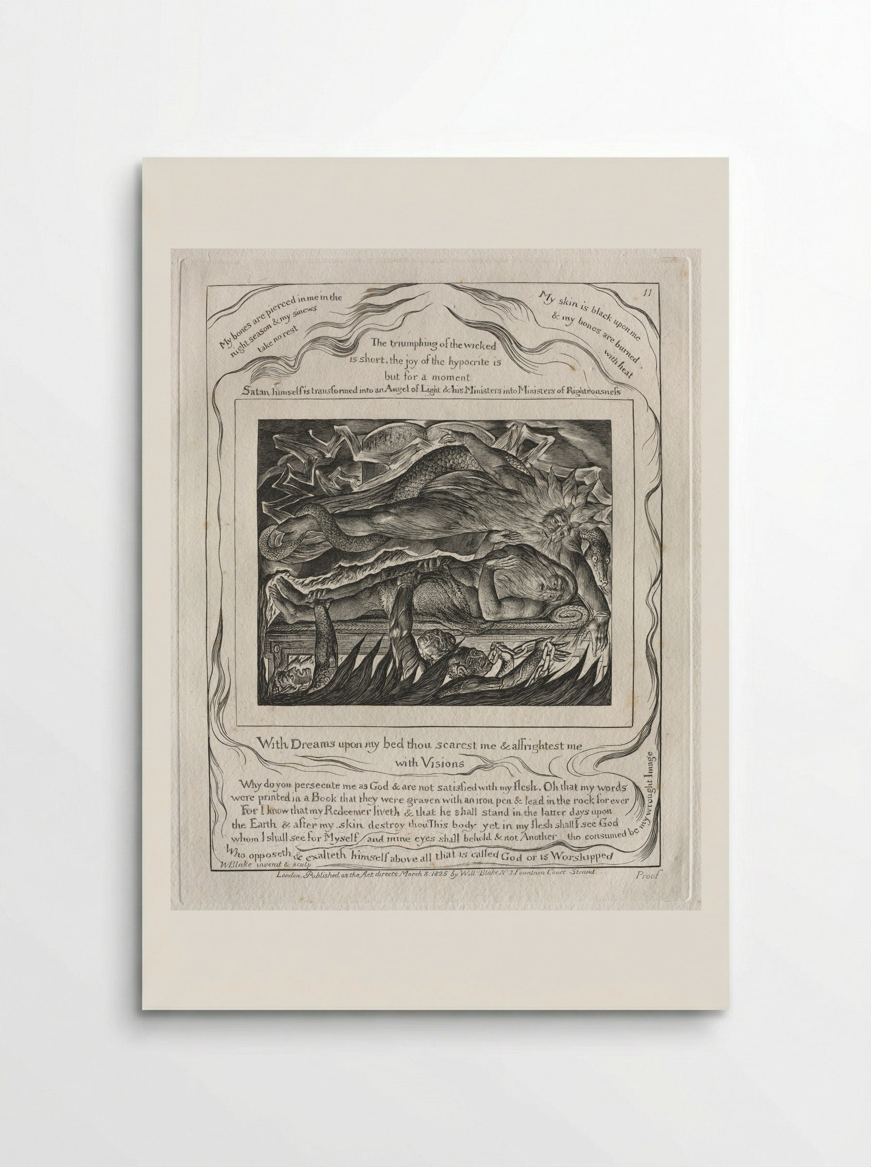 With Dreams Upon My Bed Thou Scarest Me and Affrightest Me with Visions (The Book of Job) - William Blake - Poster