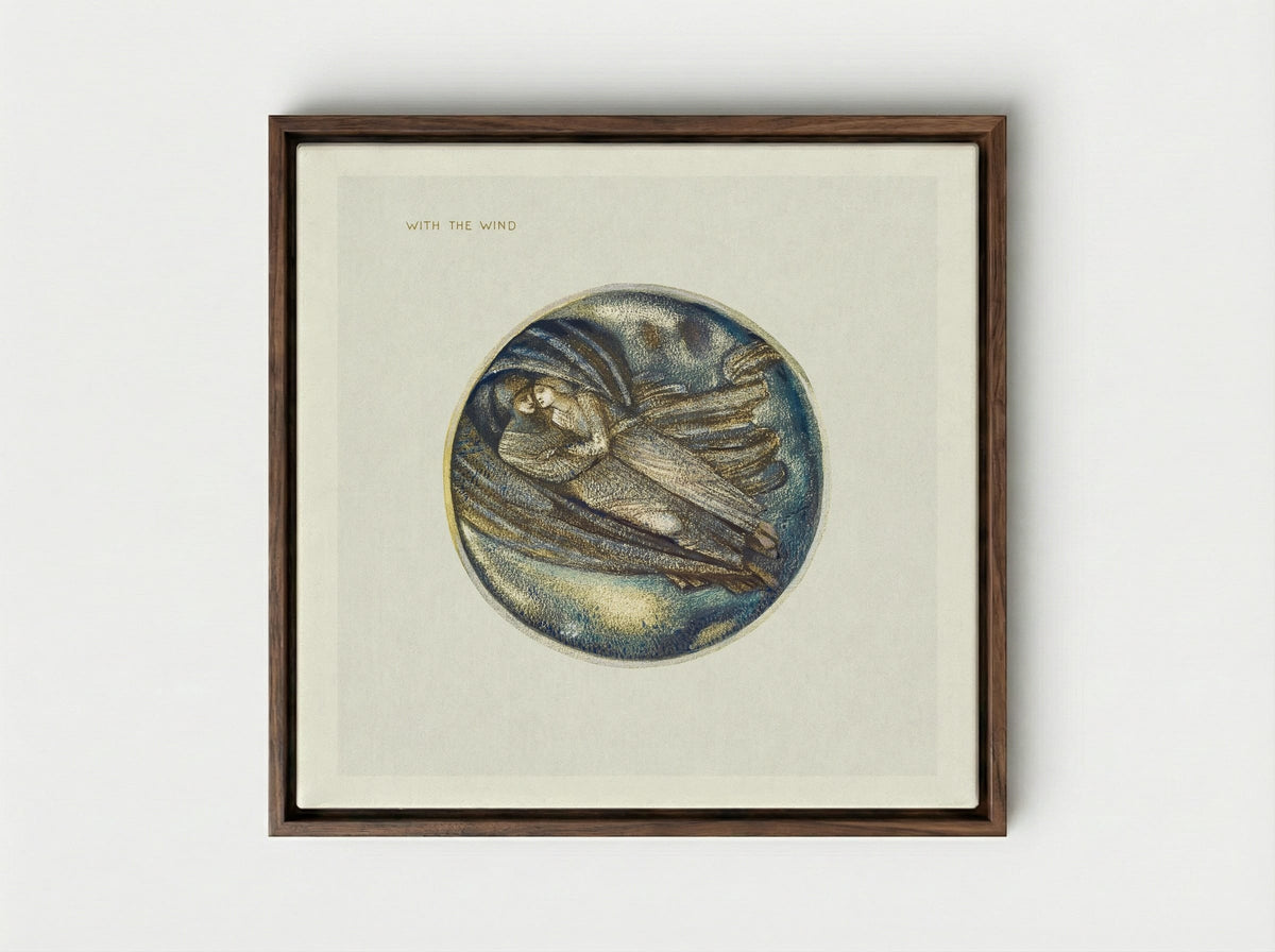 With the Wind, from The Flower Book - Edward Burne-Jones - Framed Canvas Dark Wood